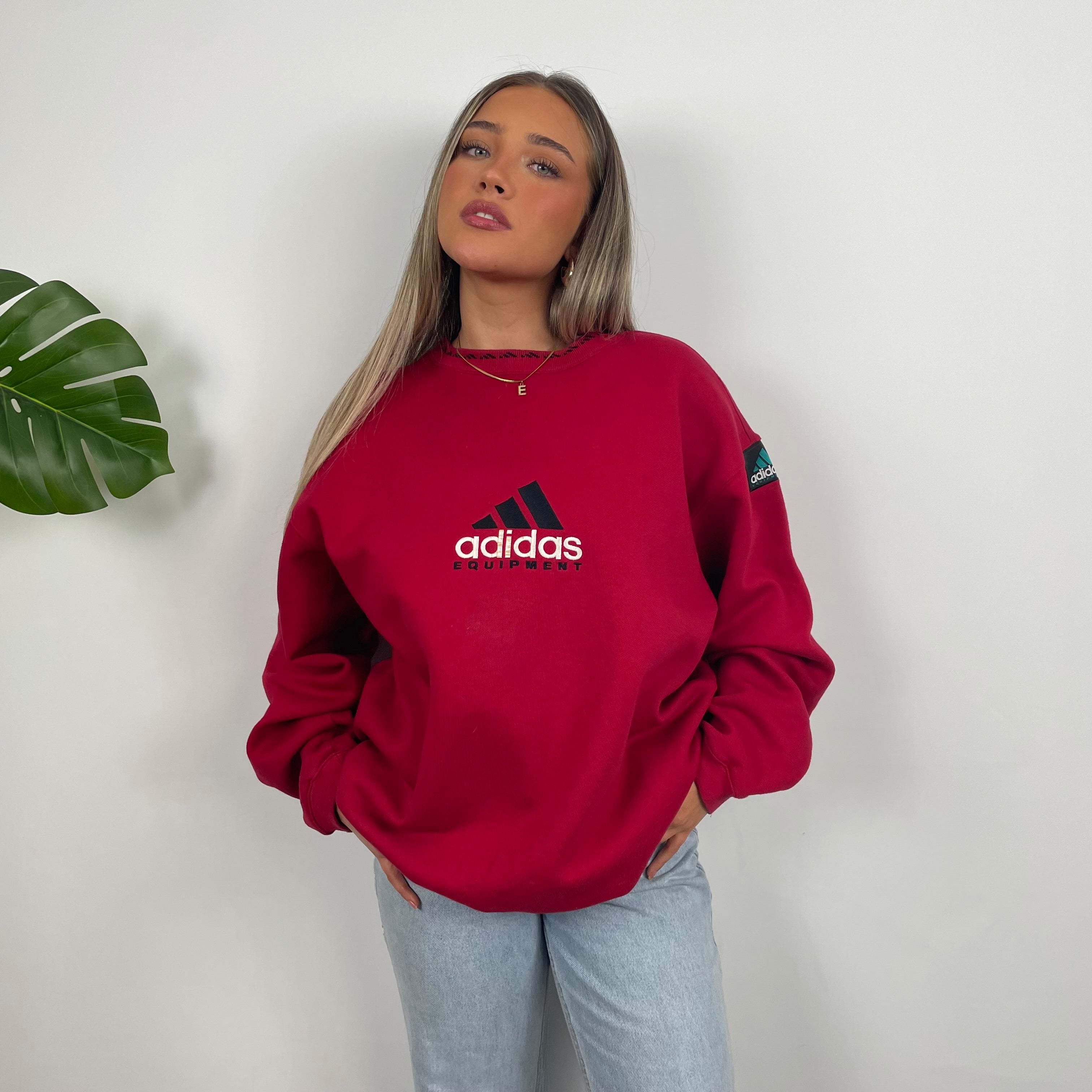 Adidas Equipment RARE Red Embroidered Spell Out Sweatshirt (M)