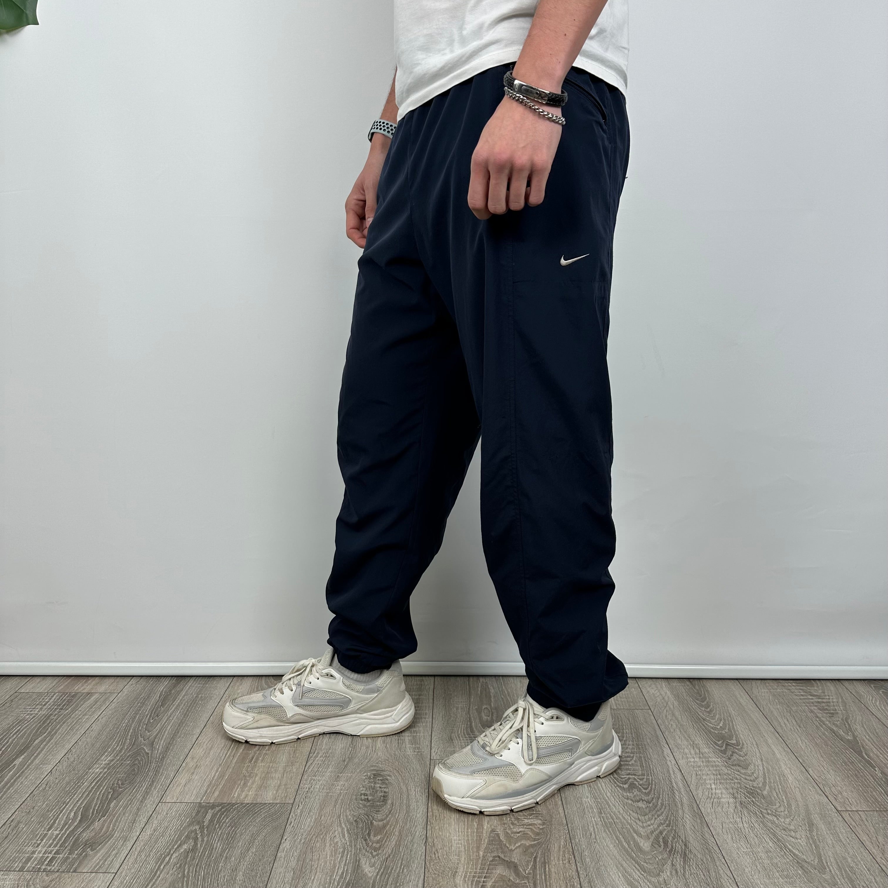 Nike Navy Embroidered Swoosh Track Pants (M)