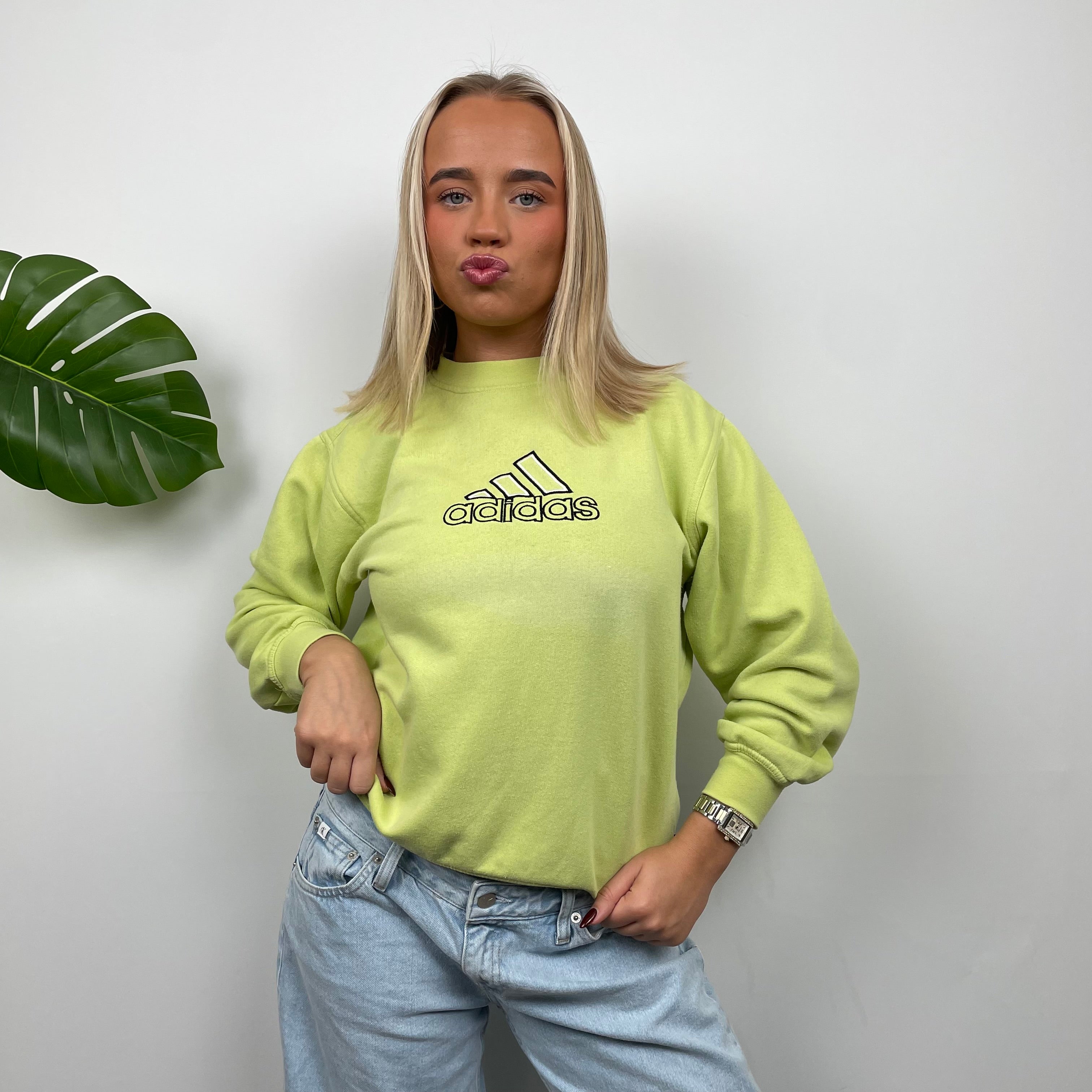 Adidas Lime Embroidered Spell Out Sweatshirt (S)