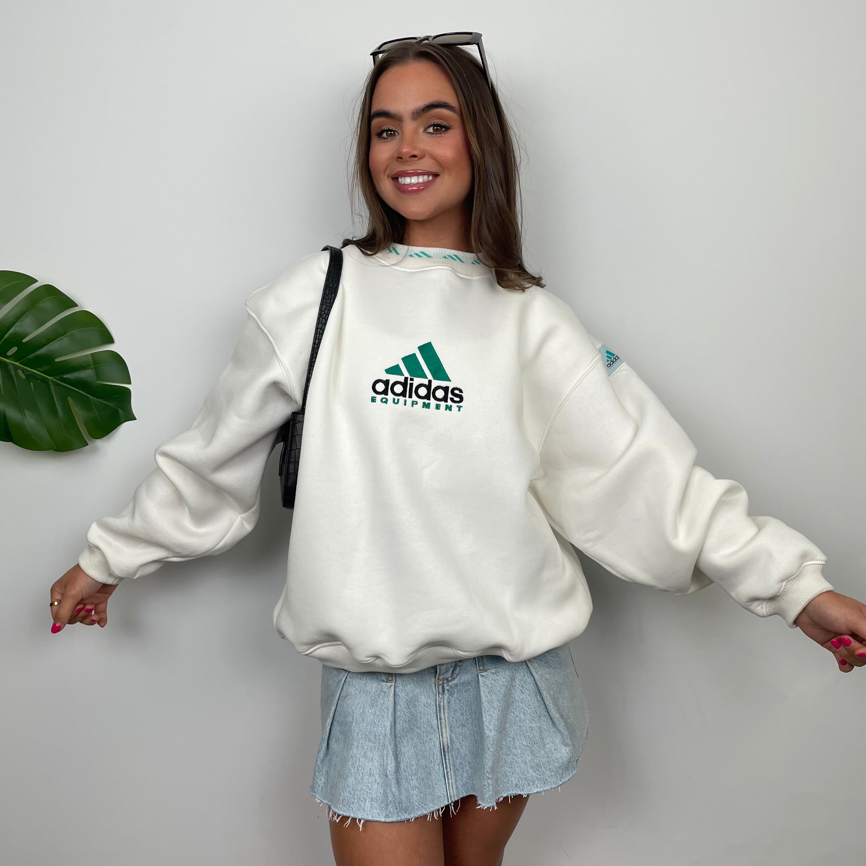 Adidas Equipment White Embroidered Spell Out Sweatshirt (M)