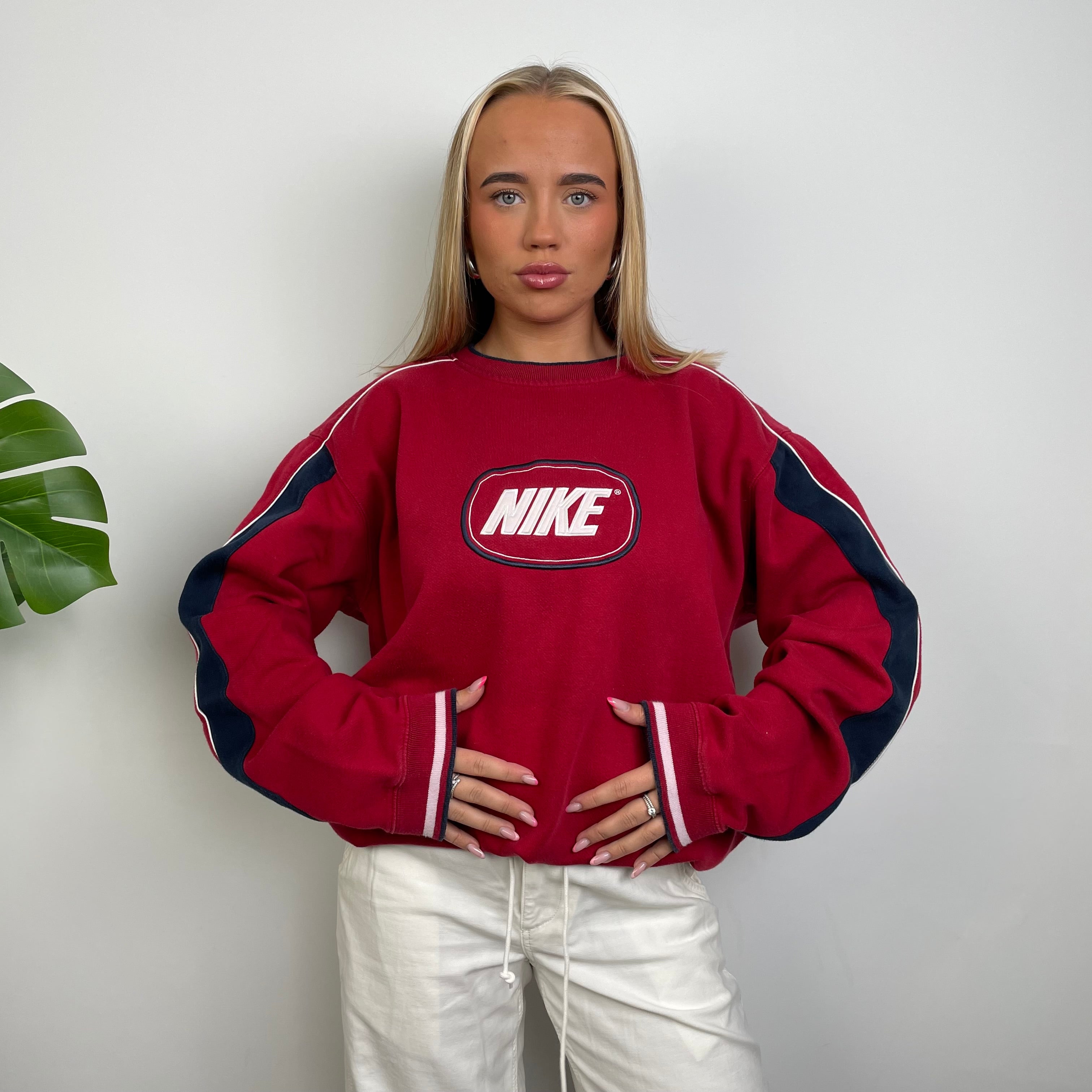 Nike Red Embroidered Spell Out Sweatshirt (L)