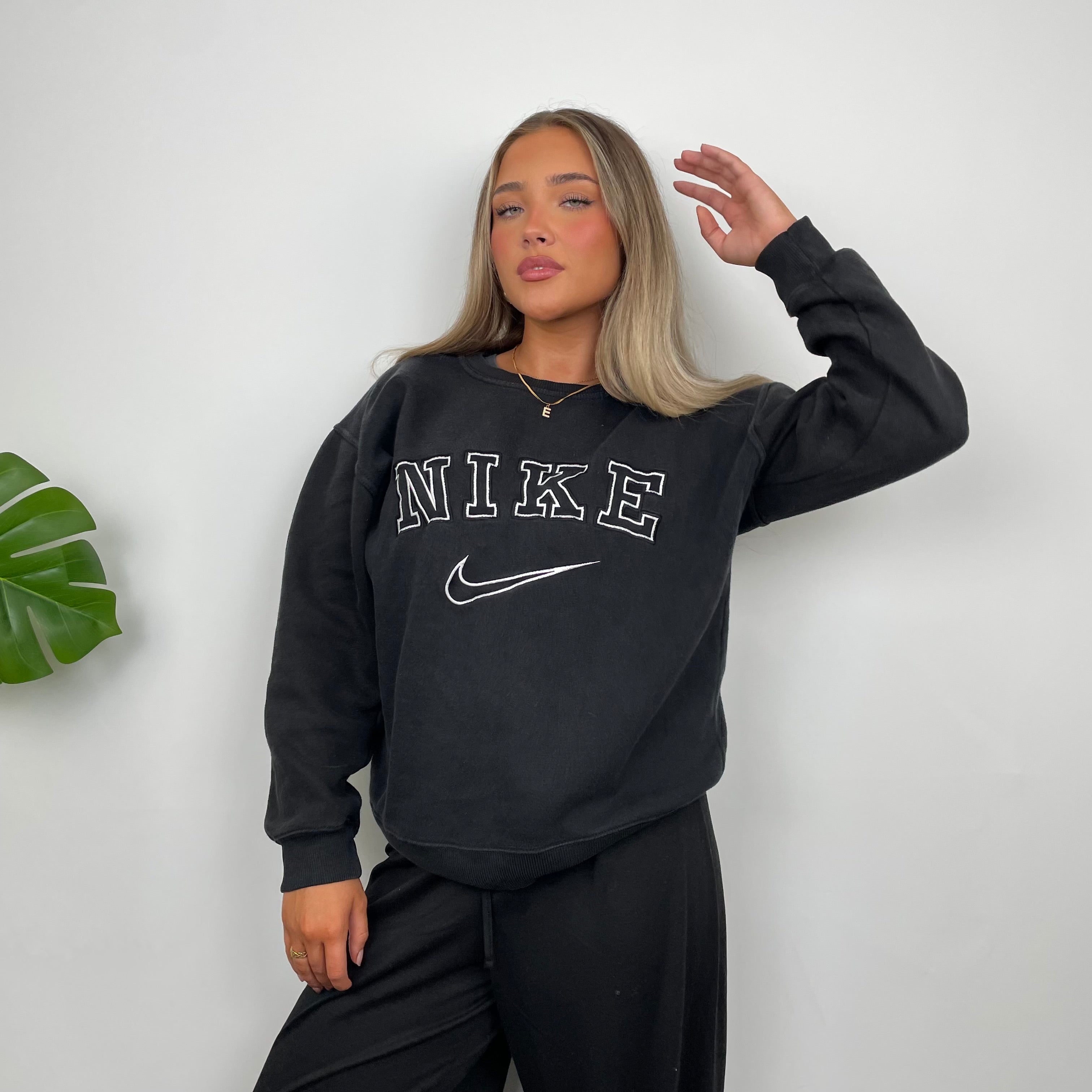 Nike Grey Embroidered Spell Out Sweatshirt (XS)