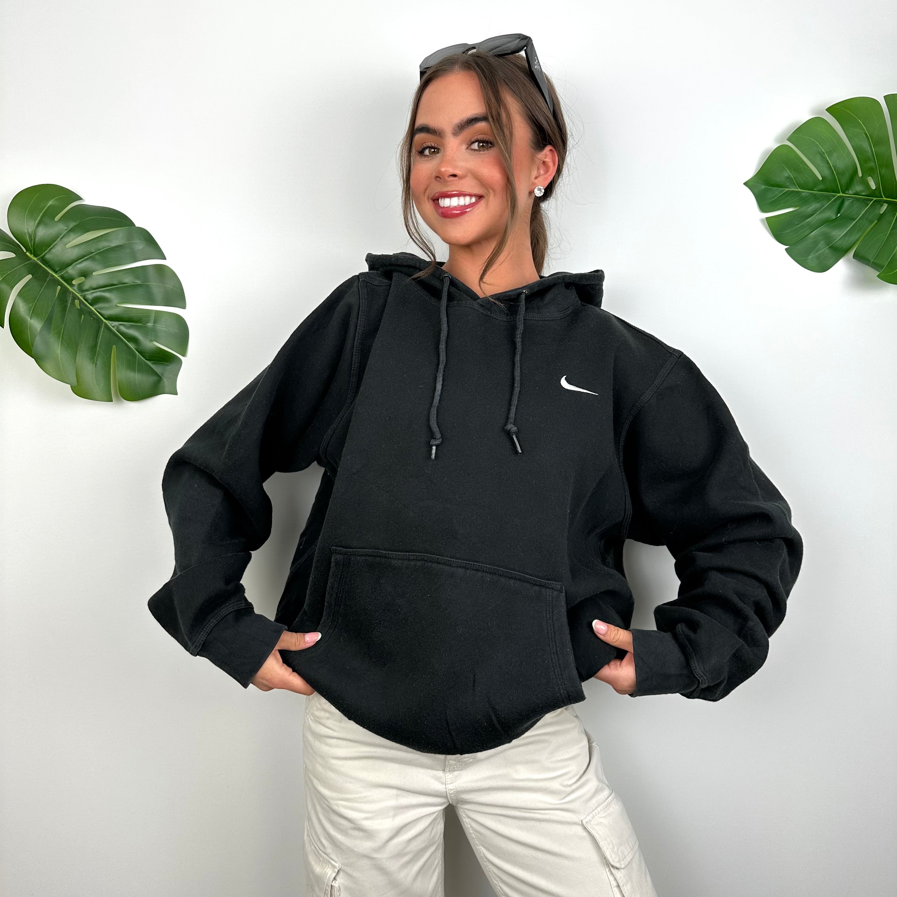 Nike Black Embroidered Swoosh Hoodie (L)