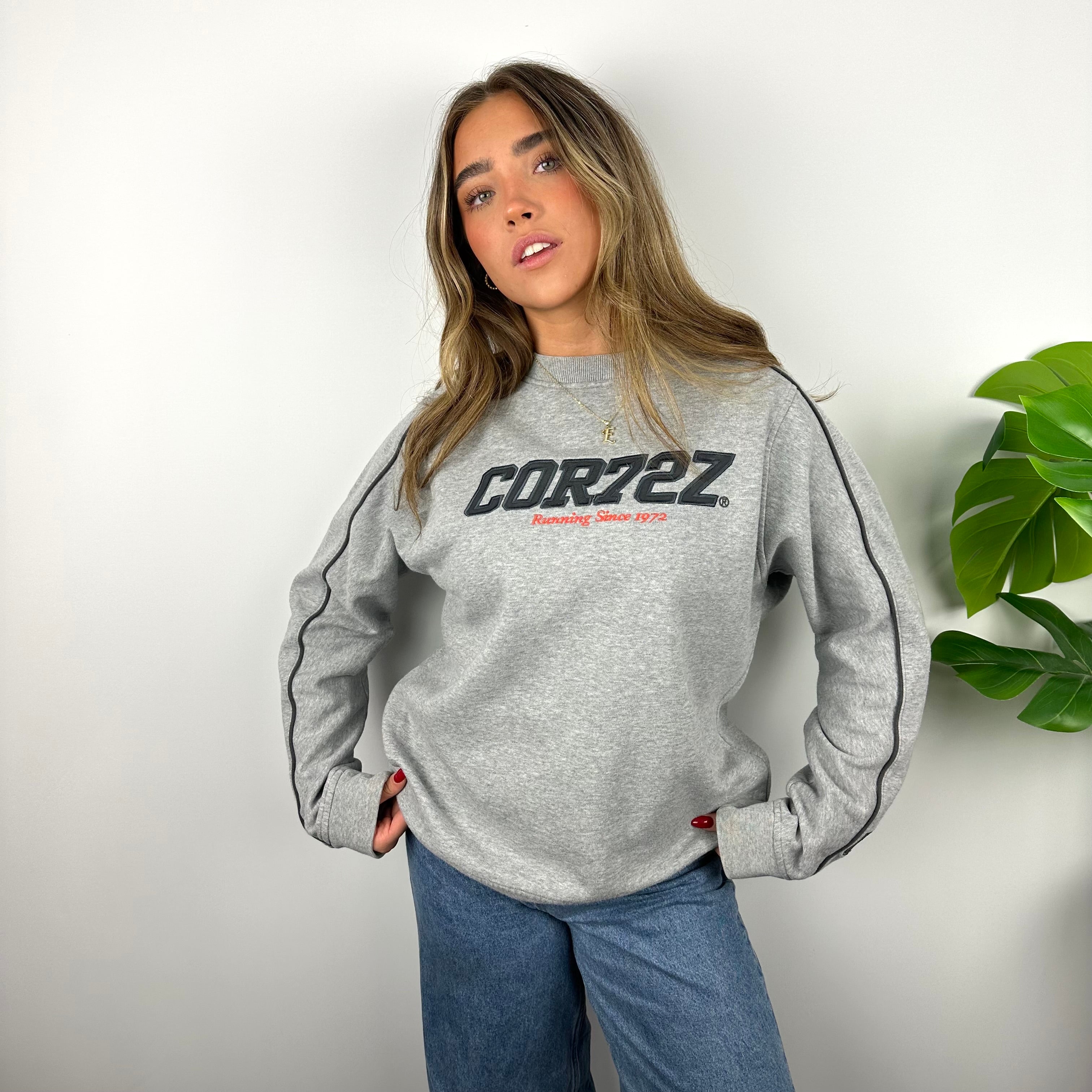Nike Cortez Grey Embroidered Spell Out Sweatshirt (S)