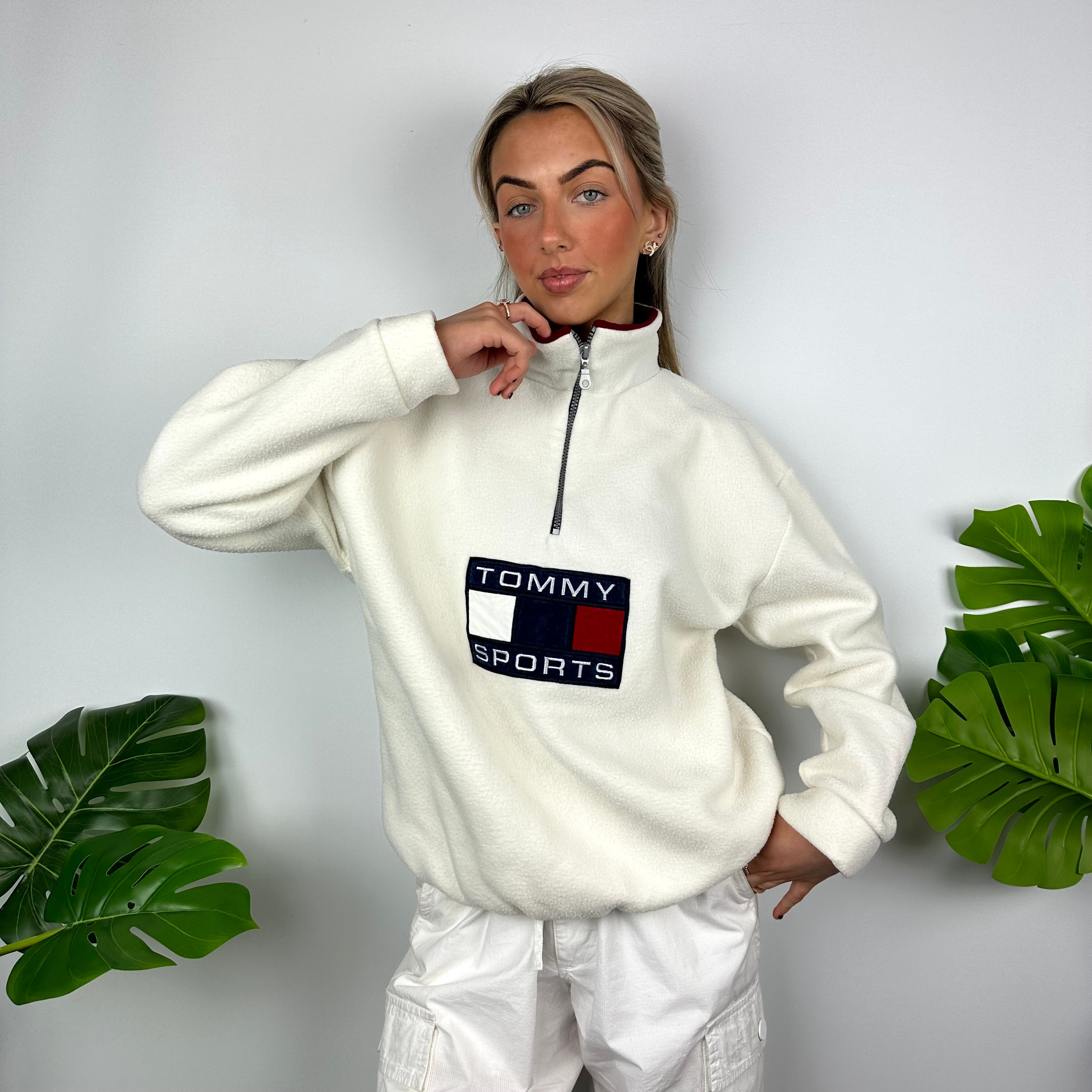 White Tommy Hilfiger Quarter Zip Sweatshirt Tommy Hilfiger White