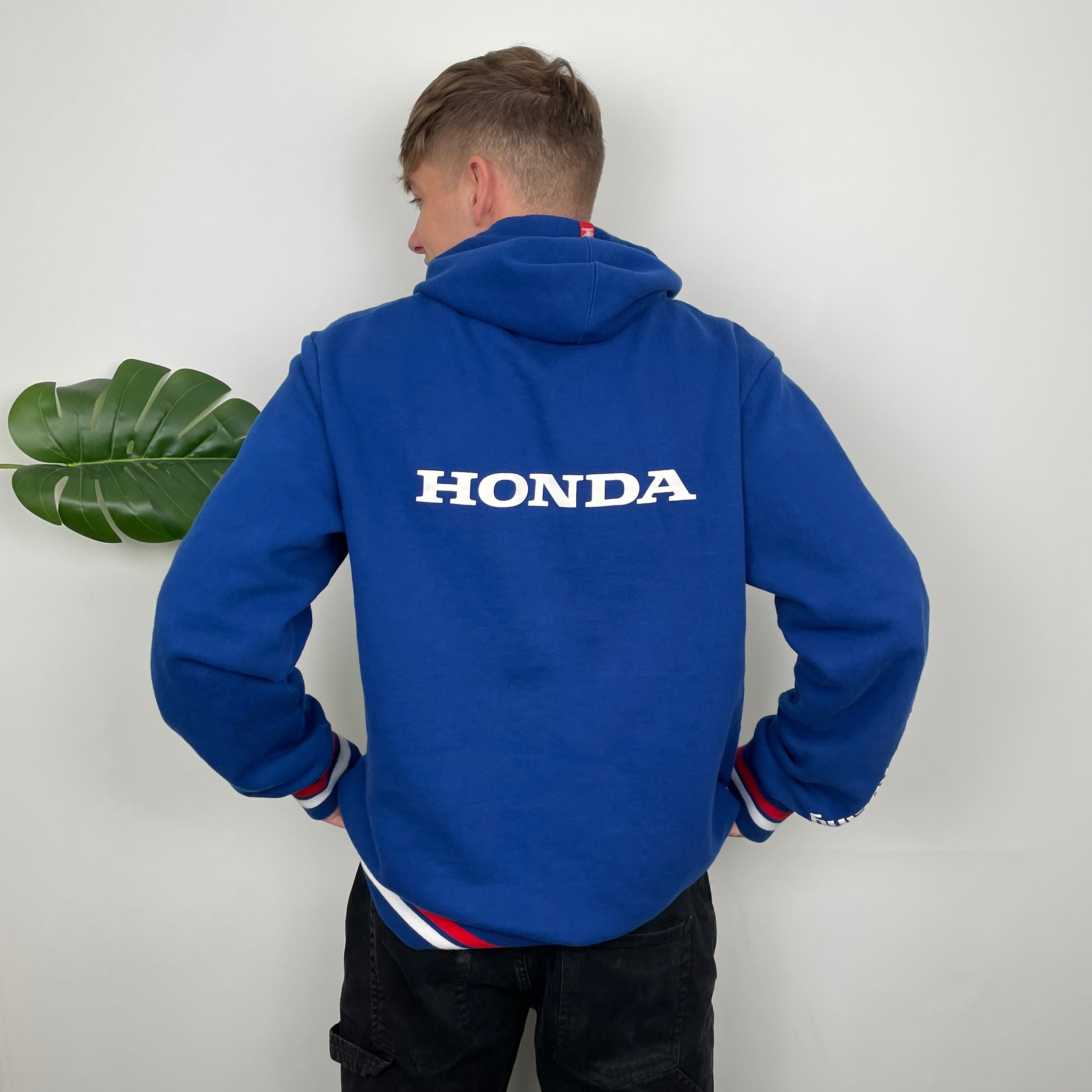 Honda Racing Blue Embroidered Spell Out Hoodie (L)