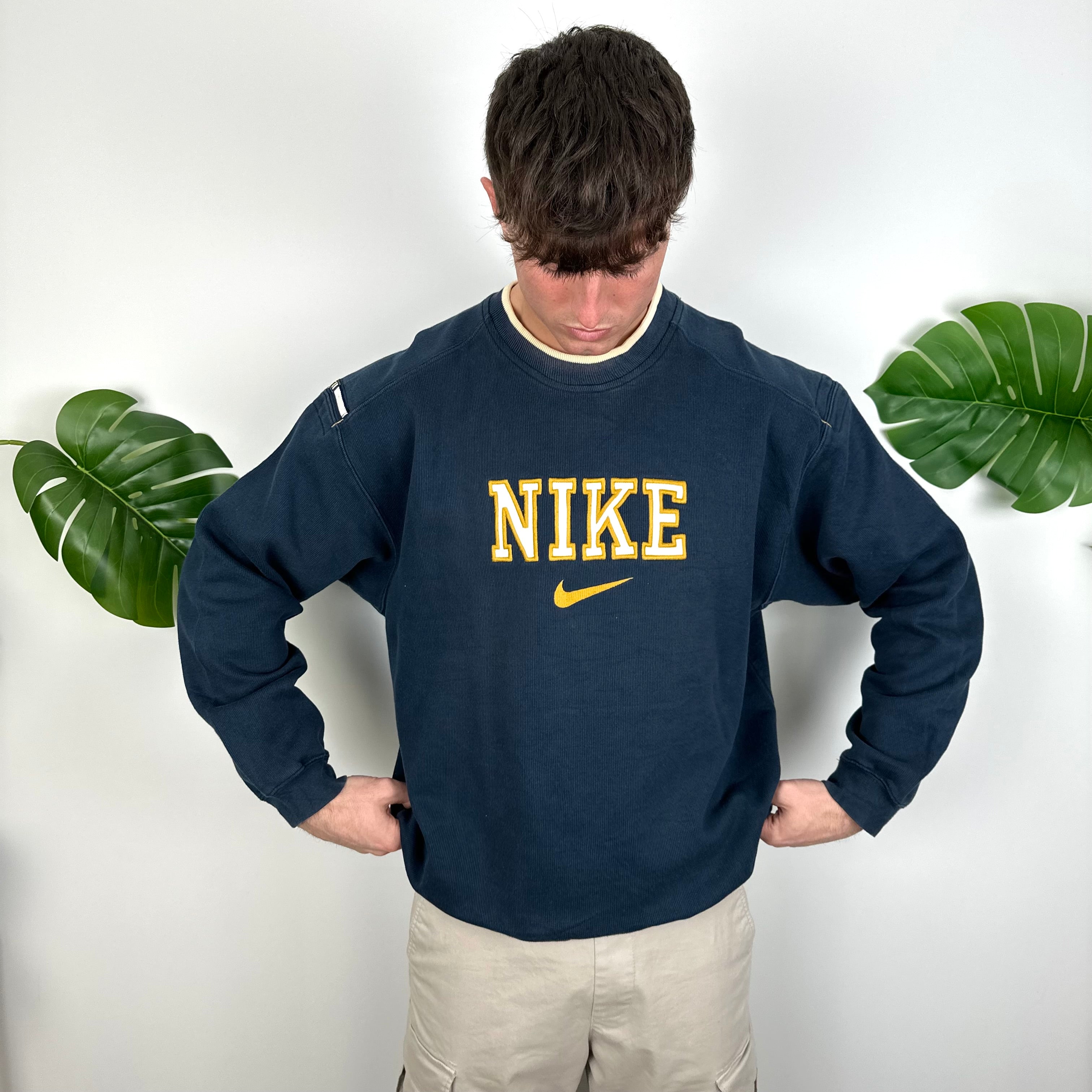 Nike Navy Embroidered Spell Out Sweatshirt (L)