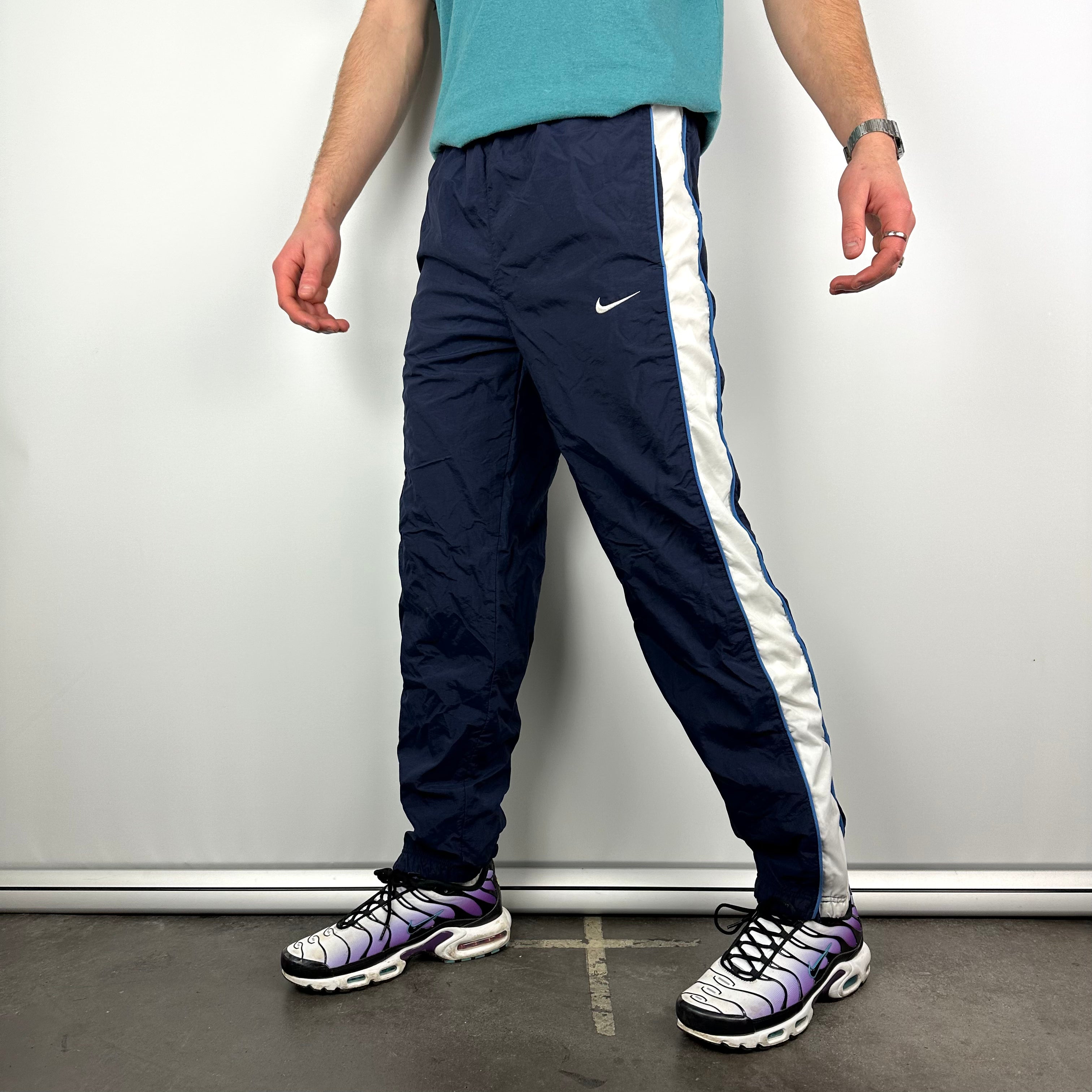 Nike Navy Embroidered Swoosh Track Pants (M)