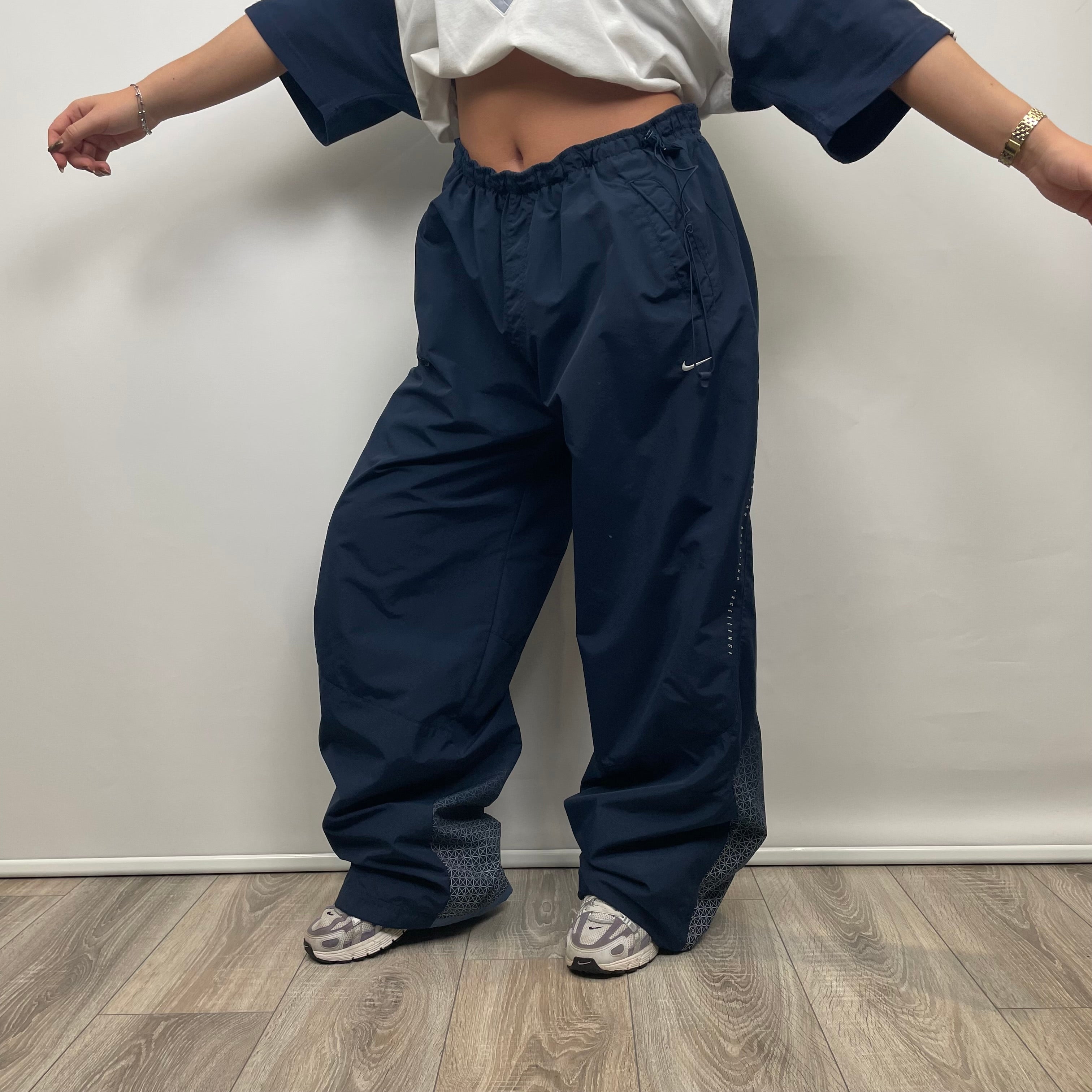 Nike Navy Embroidered Swoosh Track Pants (XXL)