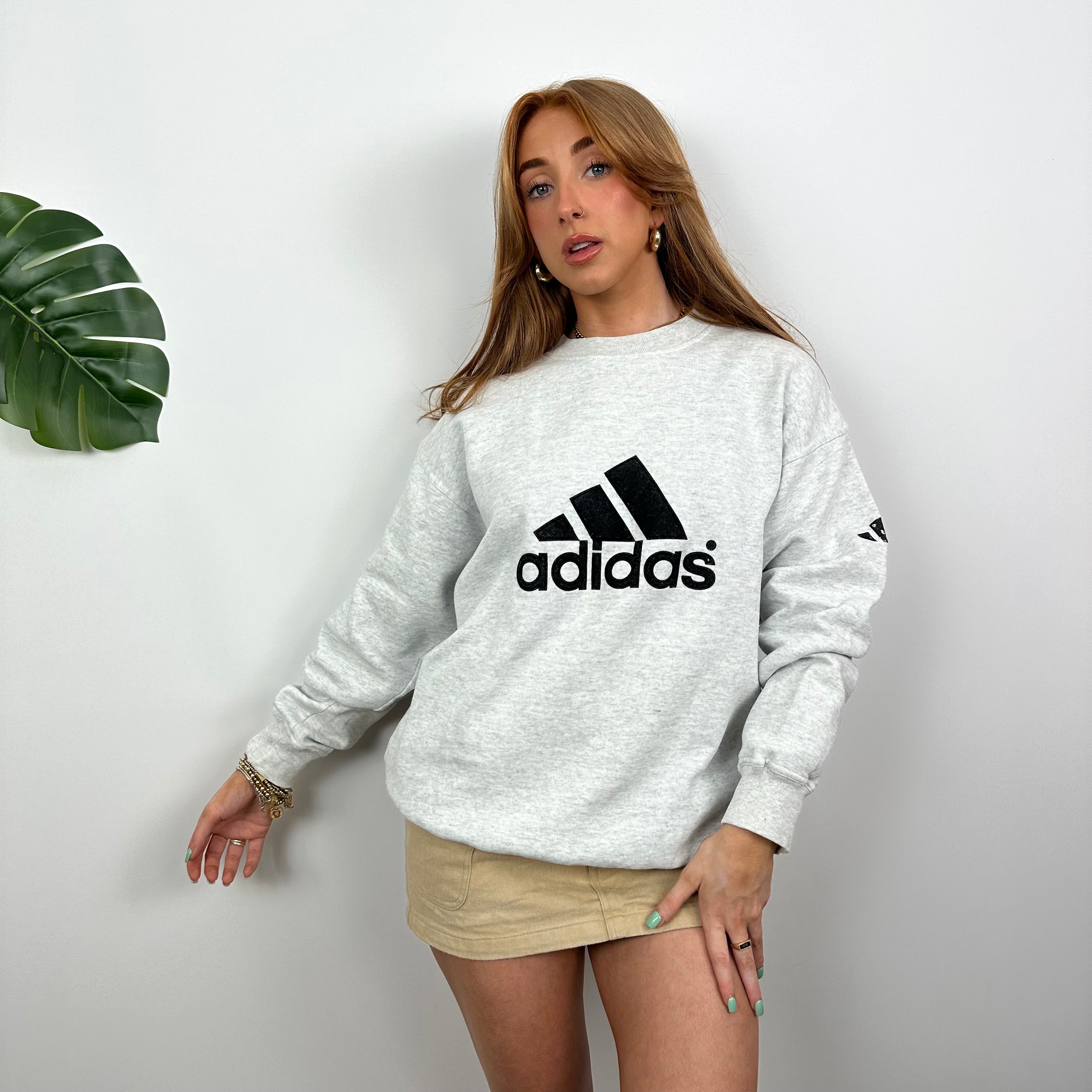 Adidas Grey Embroidered Spell Out Sweatshirt (L)