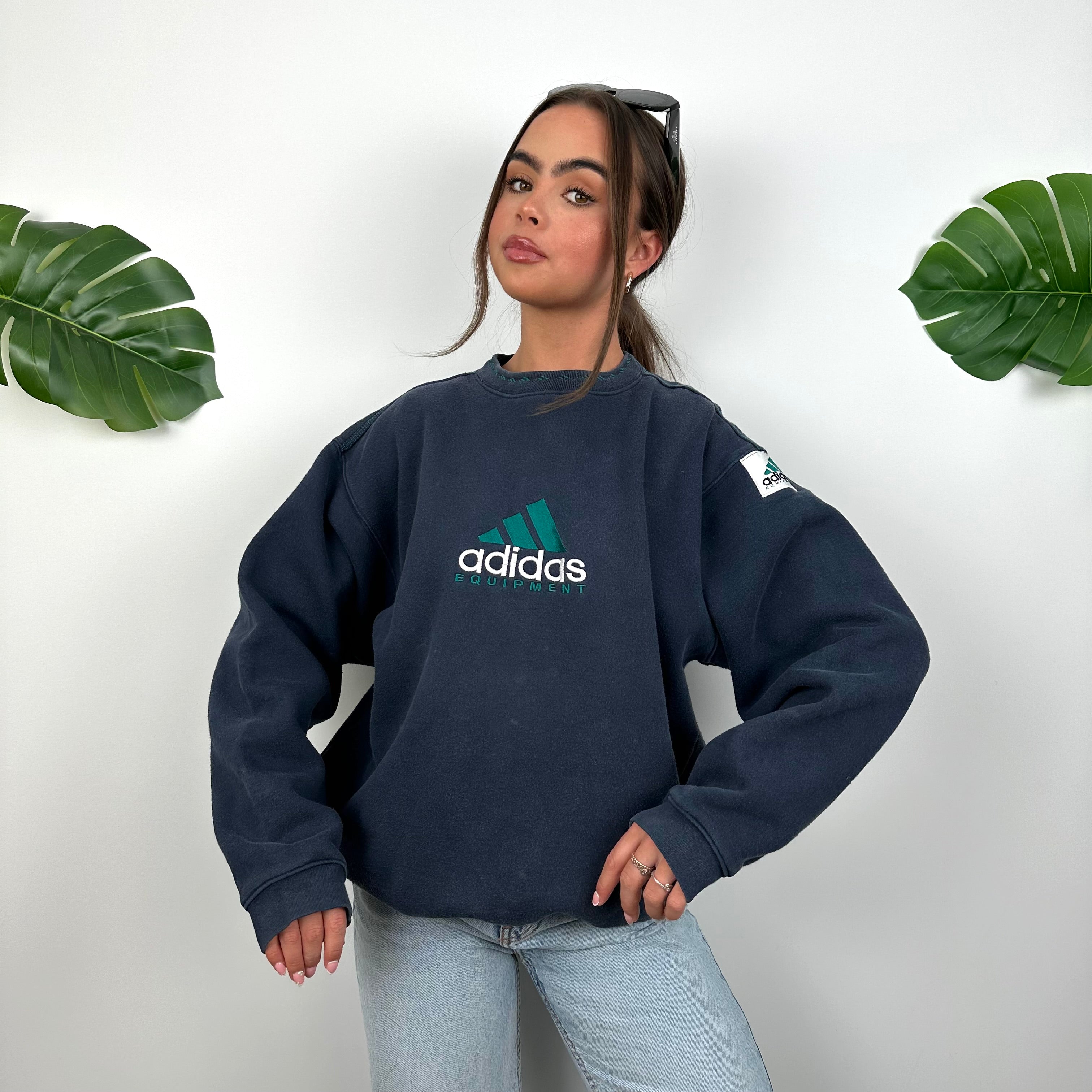 Adidas Equipment Navy Embroidered Spell Out Sweatshirt (S)