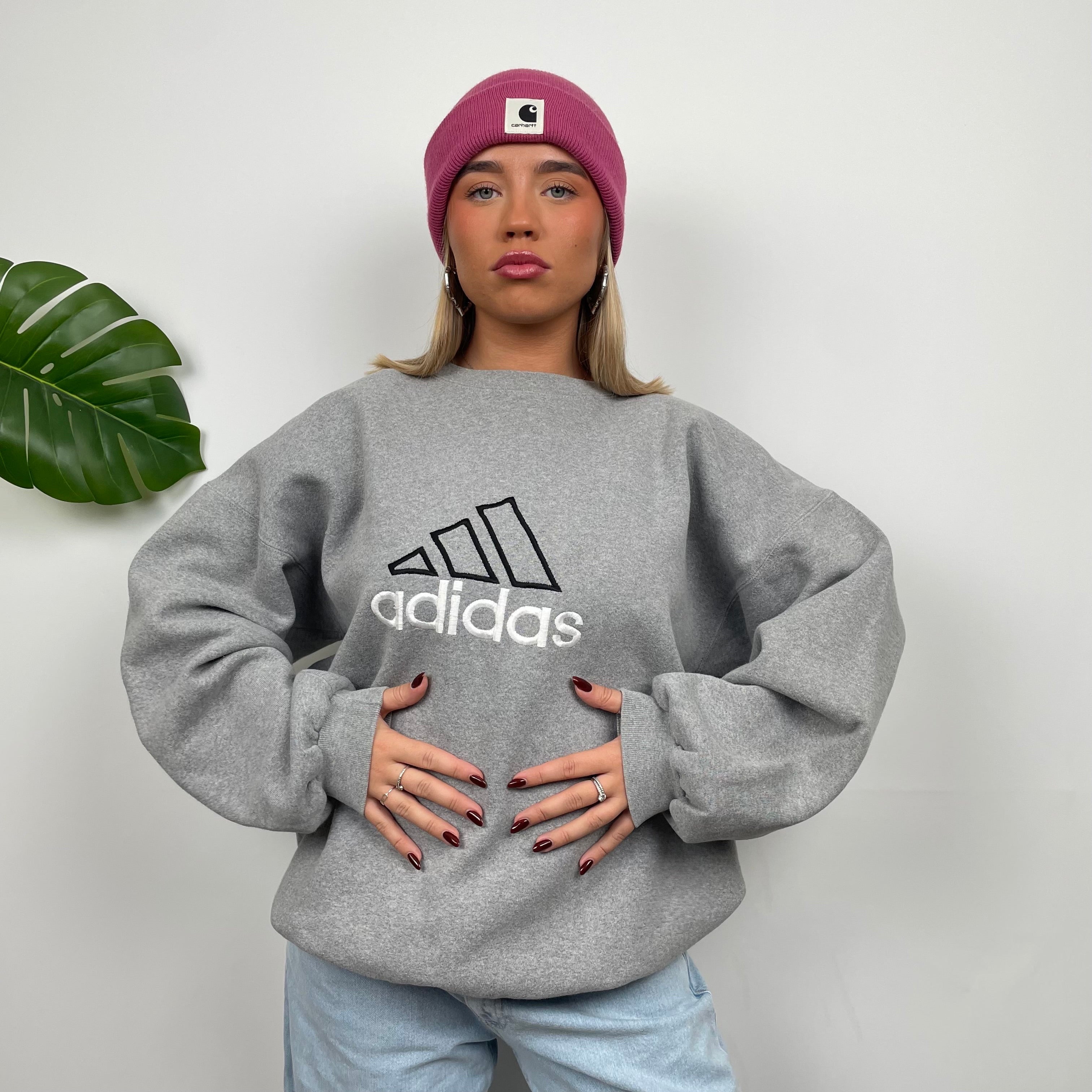 Adidas RARE Grey Embroidered Spell Out Sweatshirt (L)