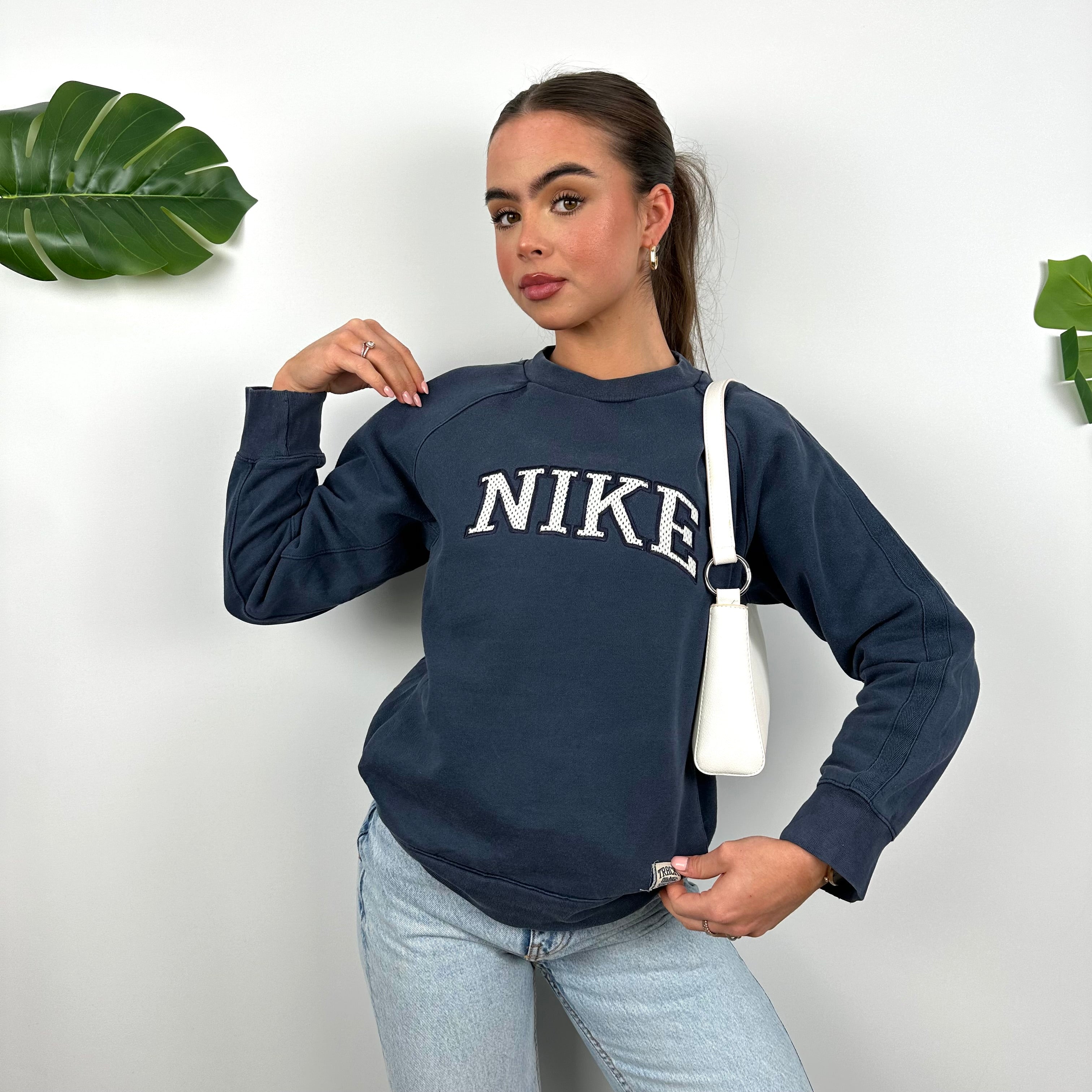 Nike Navy Embroidered Spell Out Sweatshirt (S)