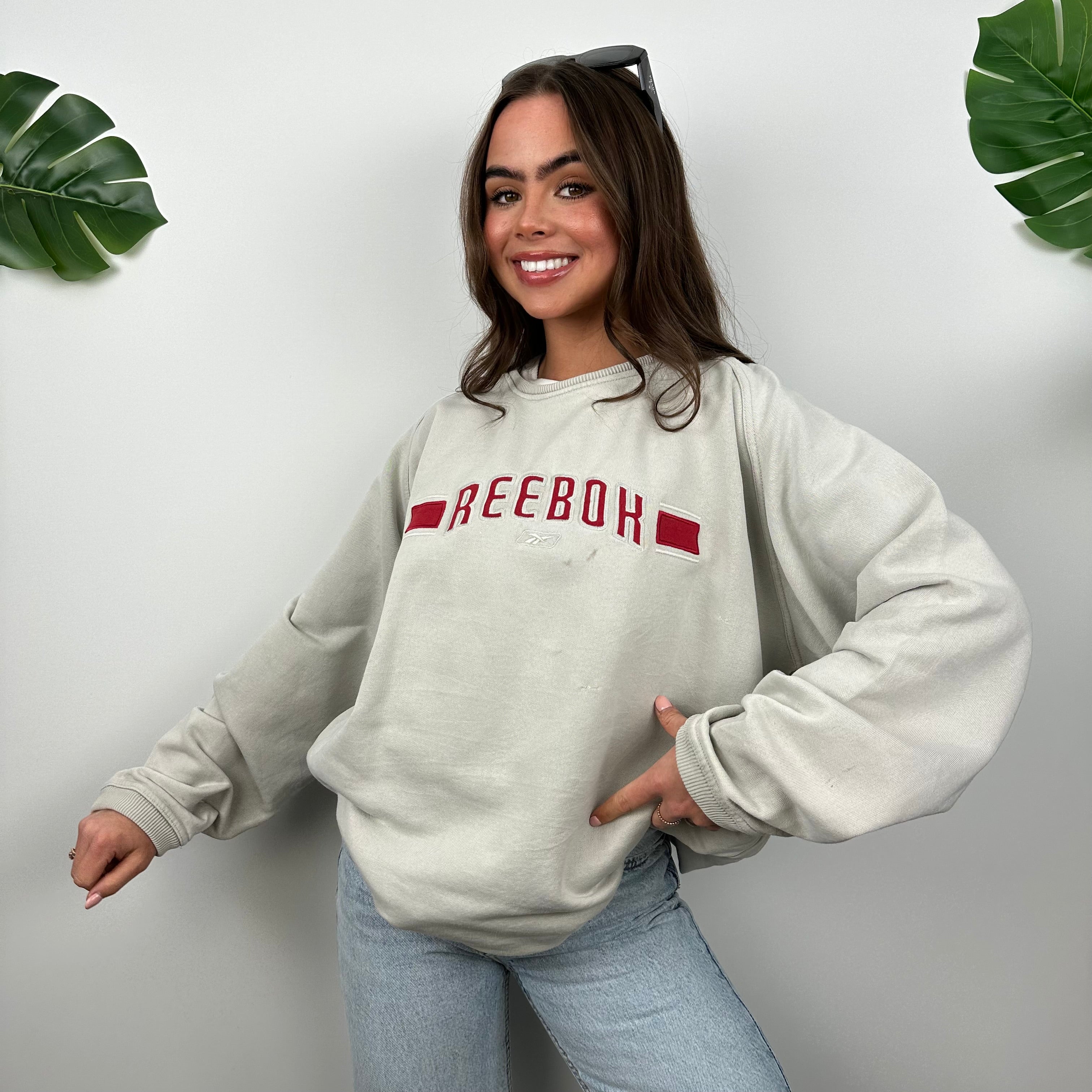 Reebok Grey Embroidered Spell Out Sweatshirt (L)