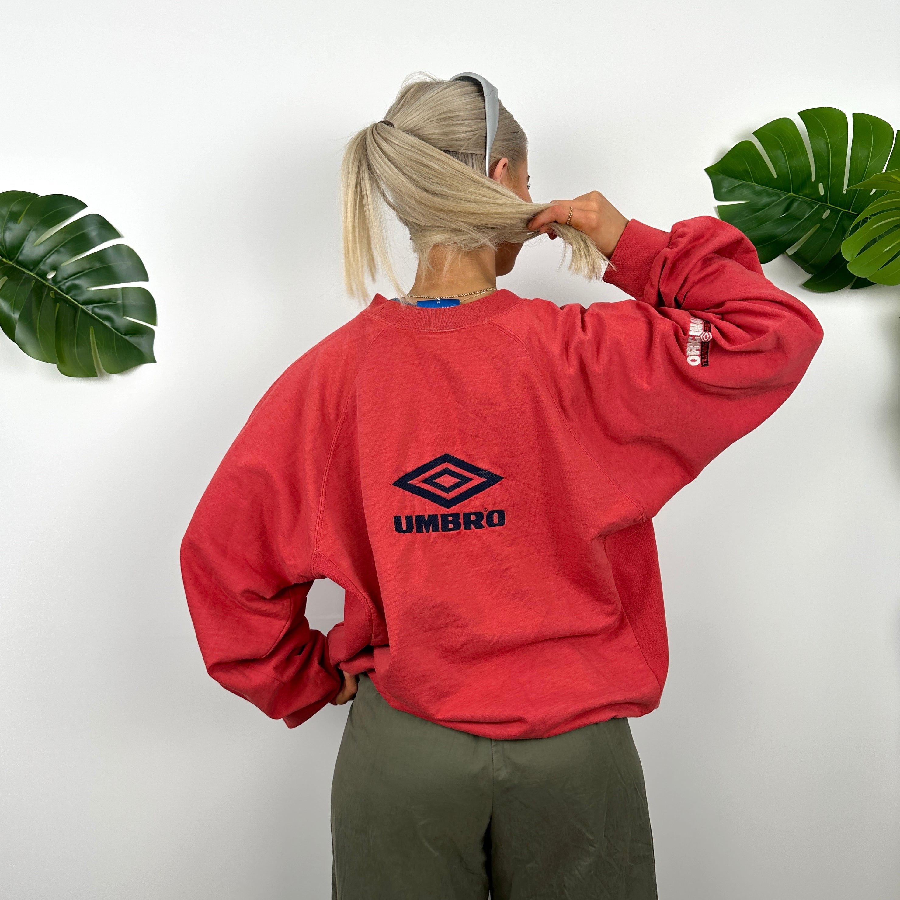 Umbro Red Embroidered Spell Out Sweatshirt (L)