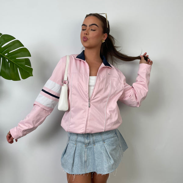 Nike Pink Embroidered Swoosh Windbreaker Jacket (M)