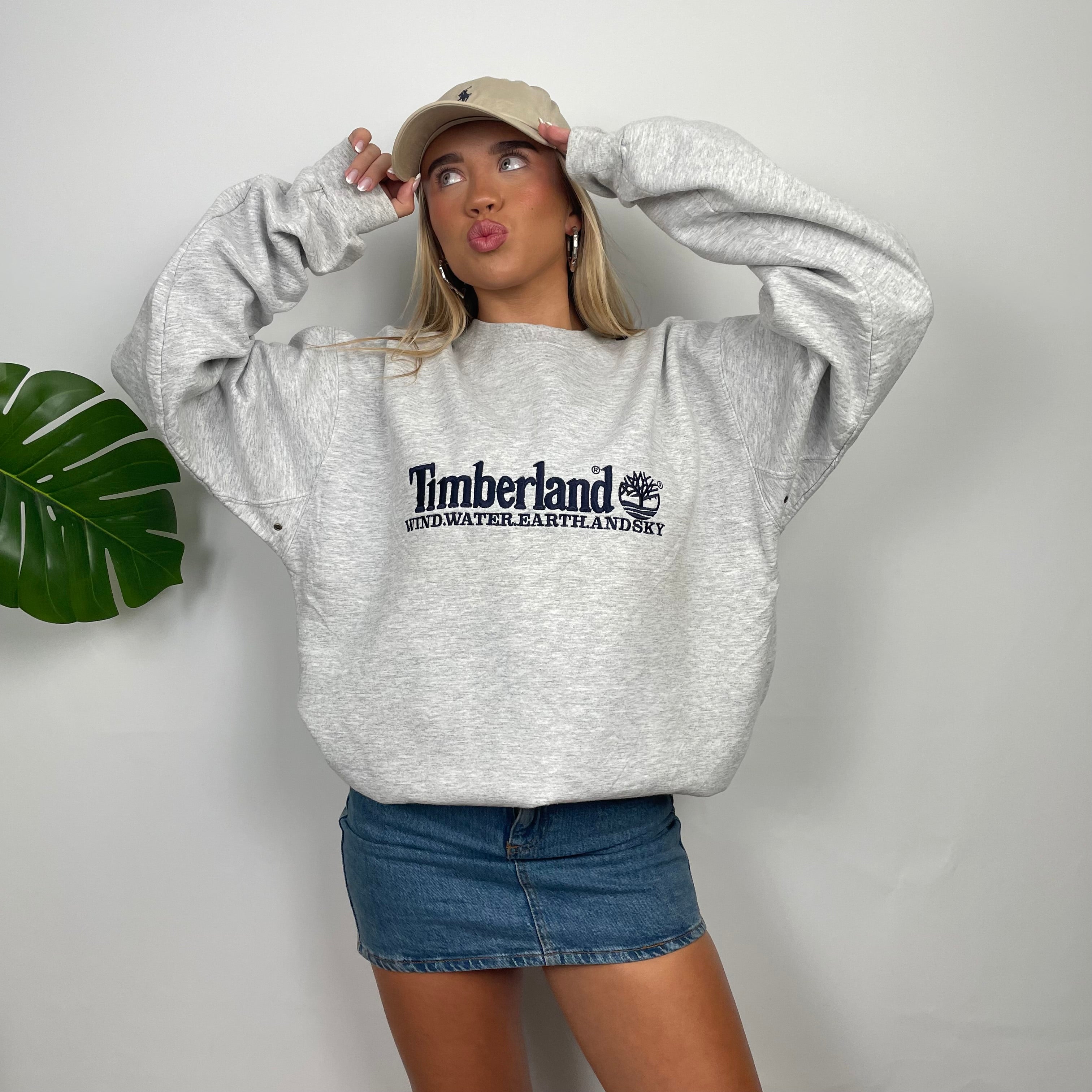 Timberland Grey Embroidered Spell Out Sweatshirt (L)