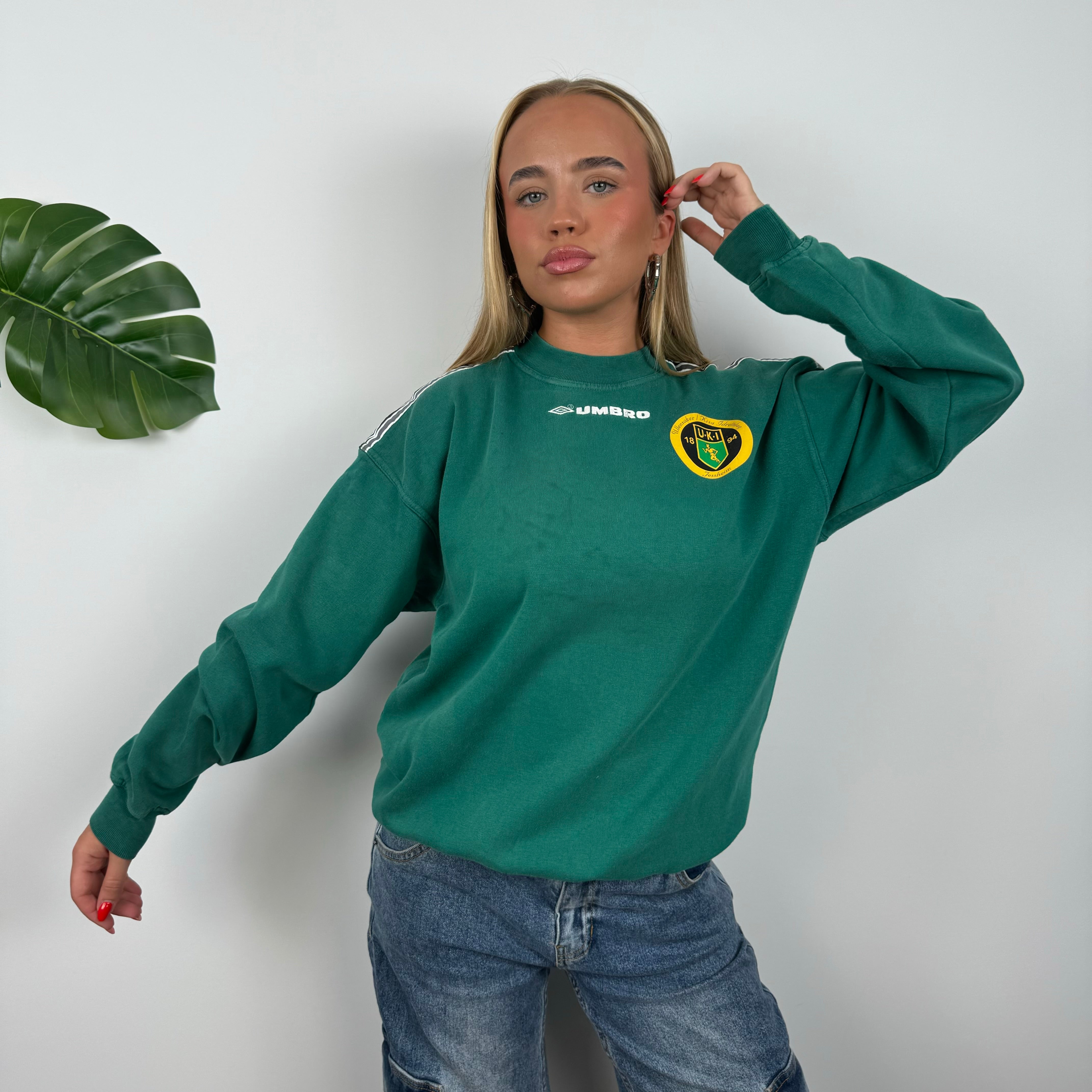 Umbro RARE Green Embroidered Spell Out Sweatshirt (S)