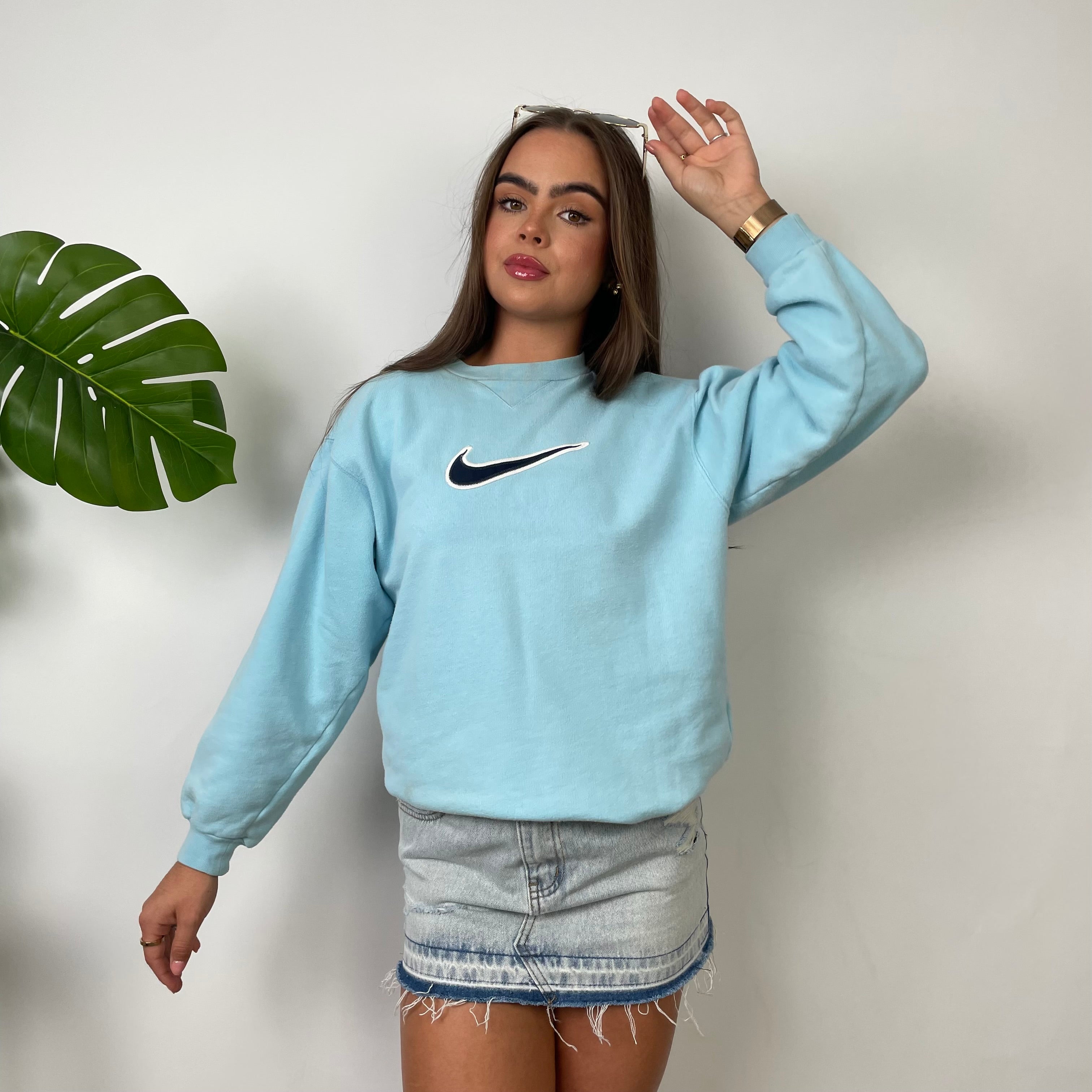 Nike Baby Blue Embroidered Swoosh Sweatshirt (S)