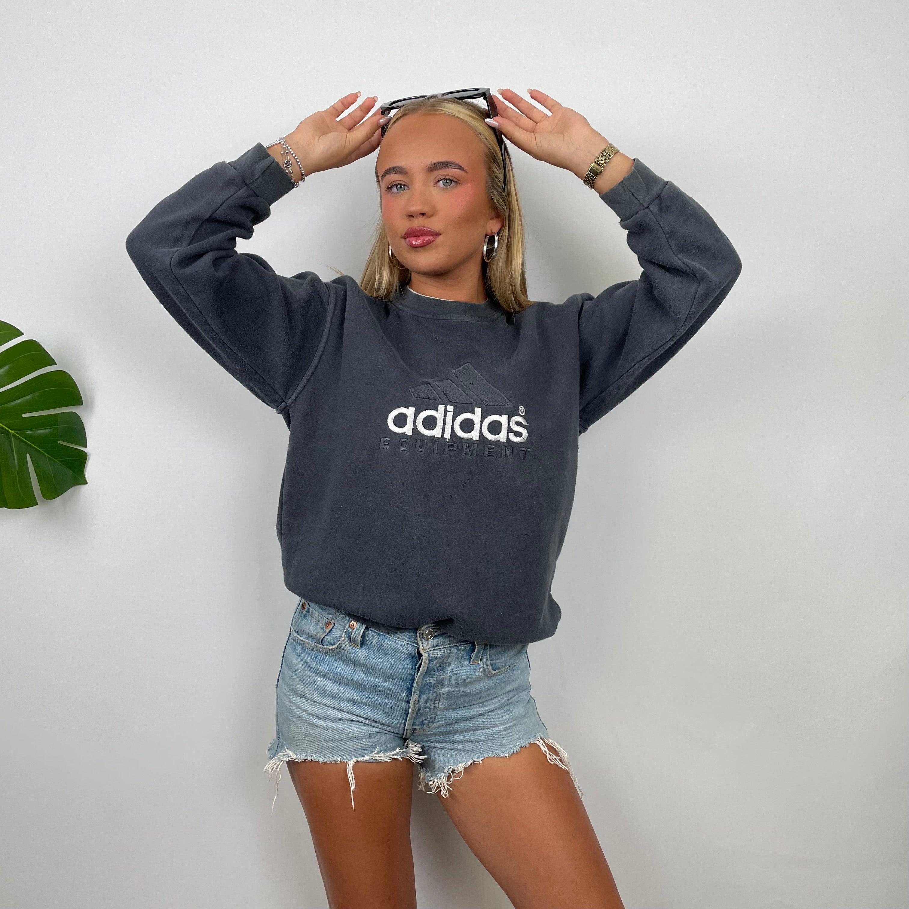 Adidas Equipment Grey Embroidered Spell Out Sweatshirt (XS)