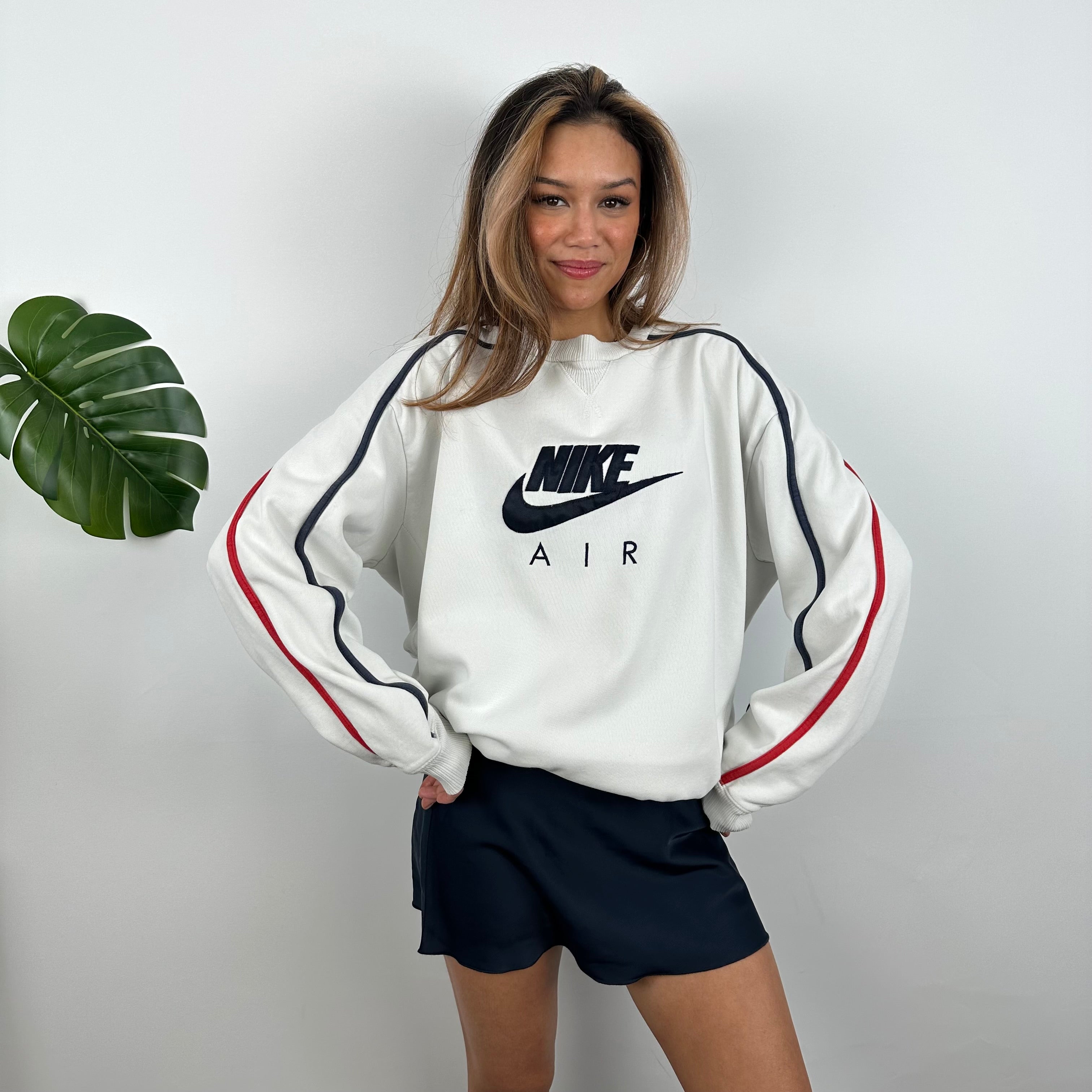 Nike RARE White Embroidered Spell Out Sweatshirt (XL)