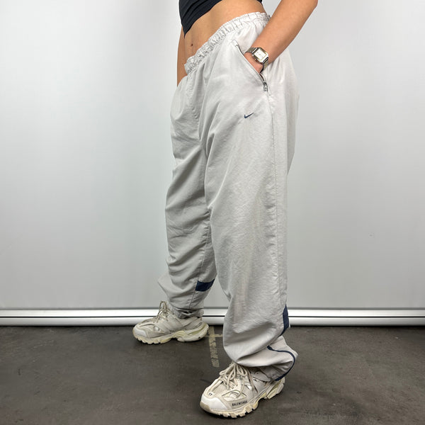 Nike White Embroidered Swoosh Track Pants (XL)