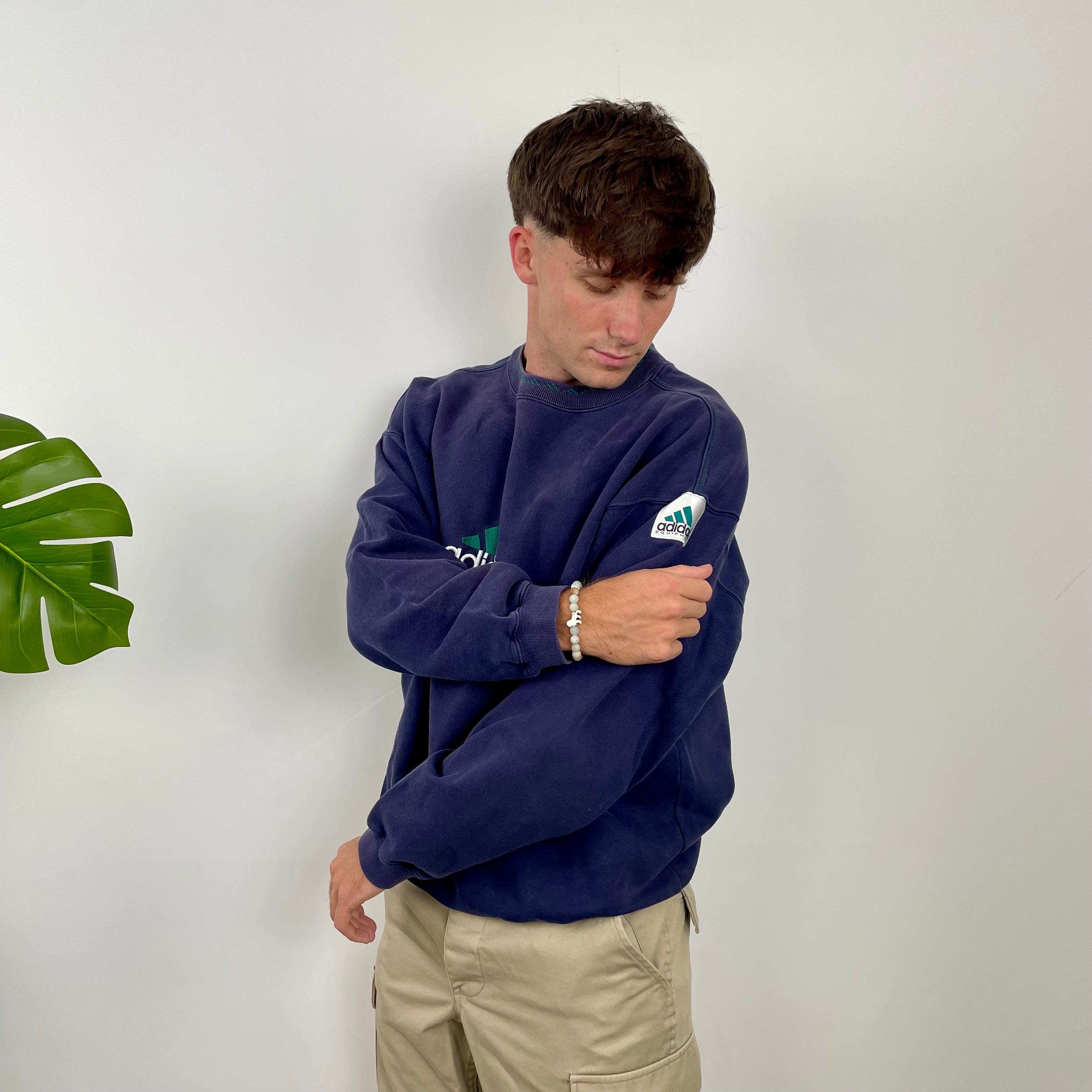 Adidas Equipment Navy Embroidered Spell Out Sweatshirt (L)
