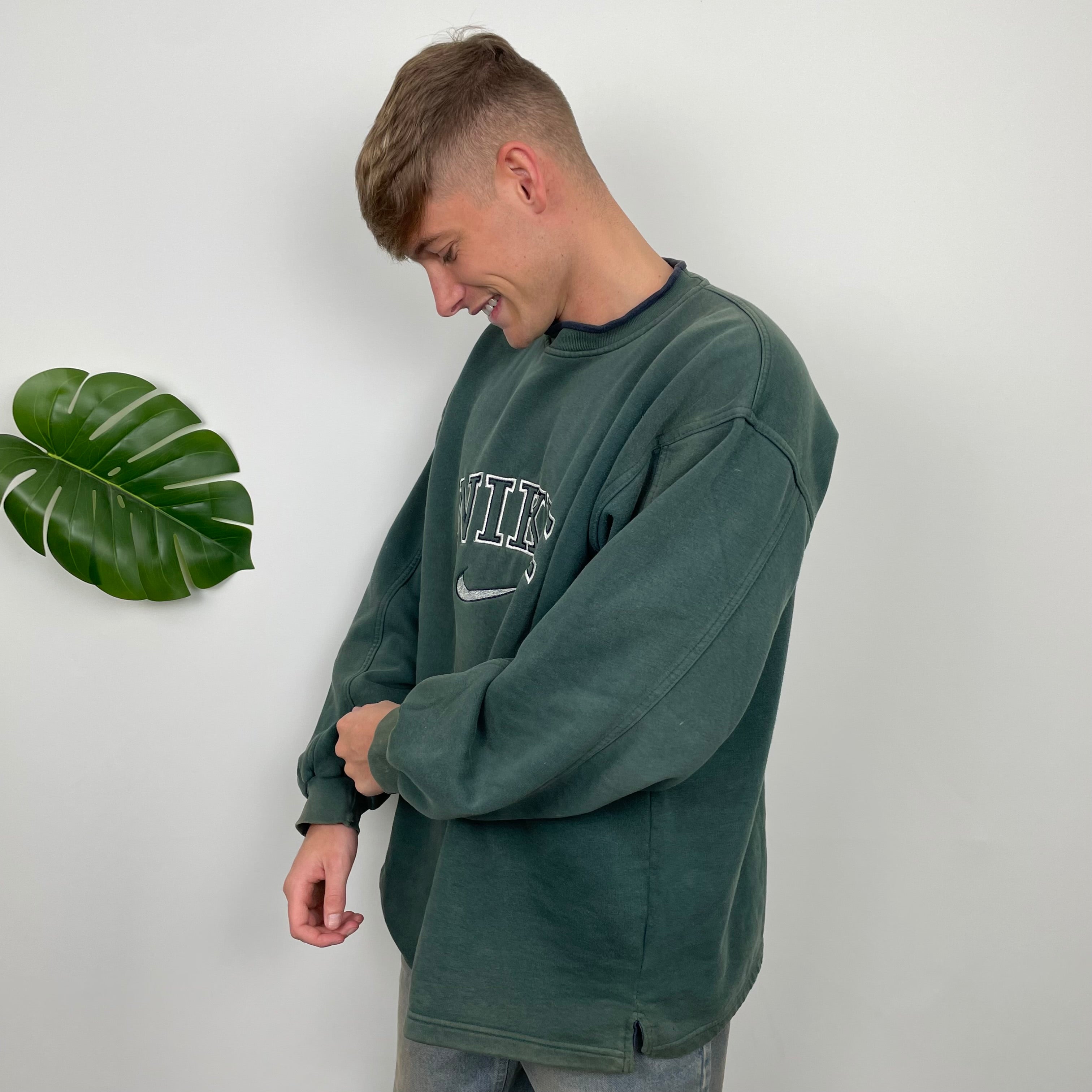 Nike Green Embroidered Spell Out Sweatshirt (XXL)