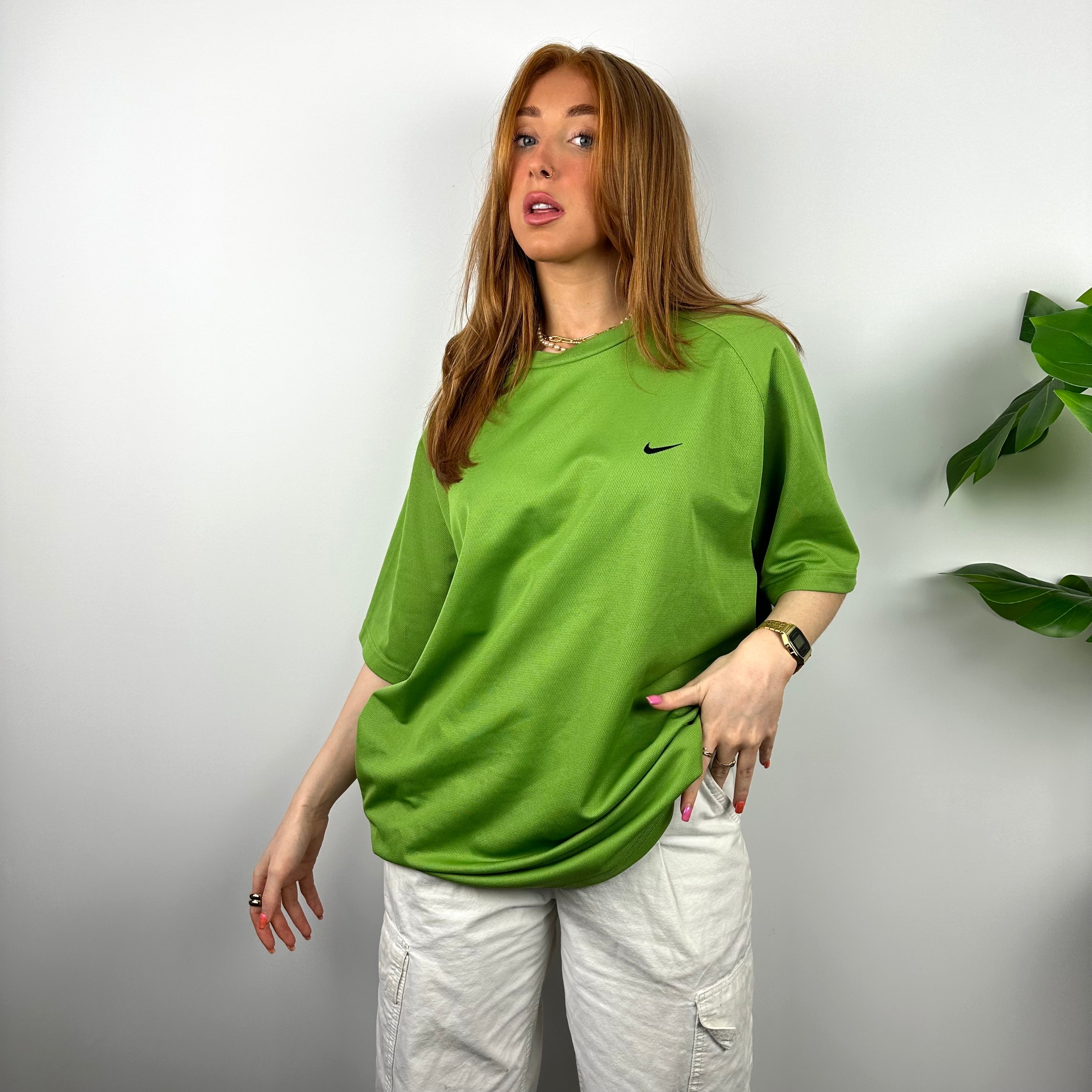 Nike RARE Green Embroidered Swoosh T Shirt (L)