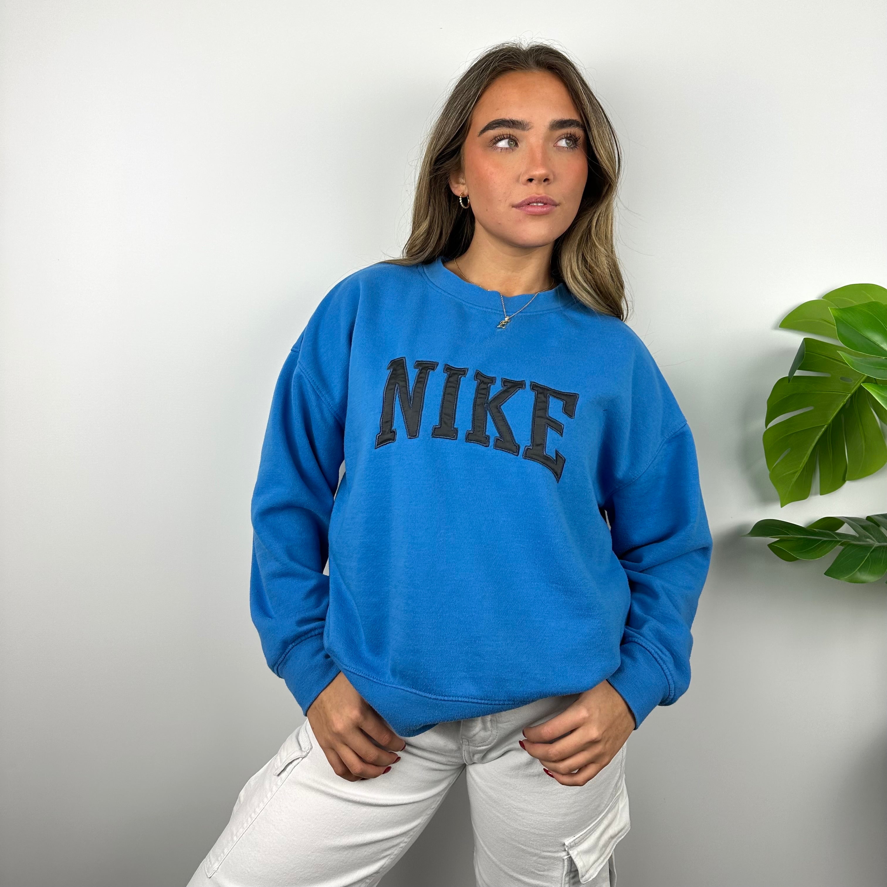 Nike Blue Embroidered Spell Out Sweatshirt (S)