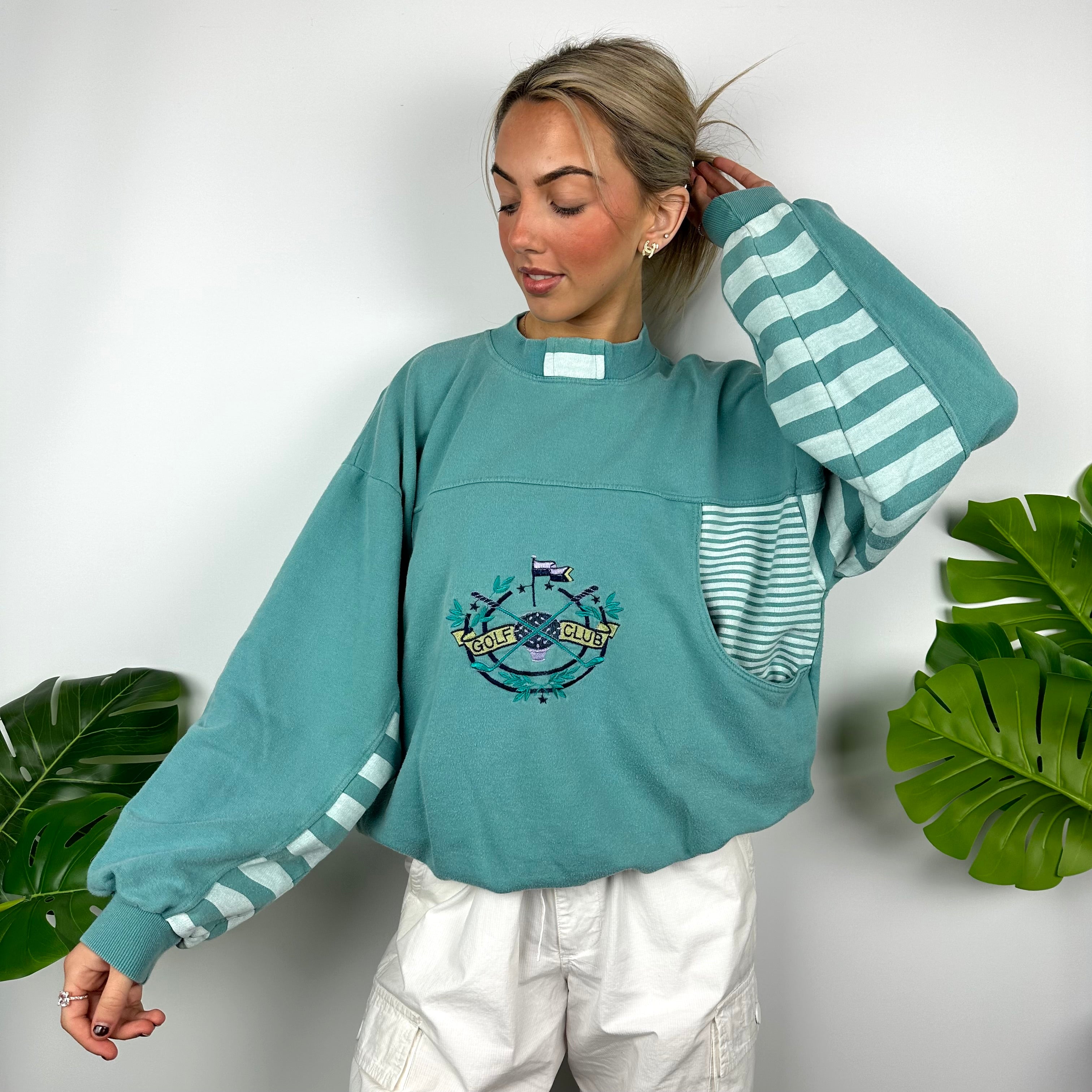 Adidas Golf Mint Green Embroidered Spell Out Sweatshirt (L)