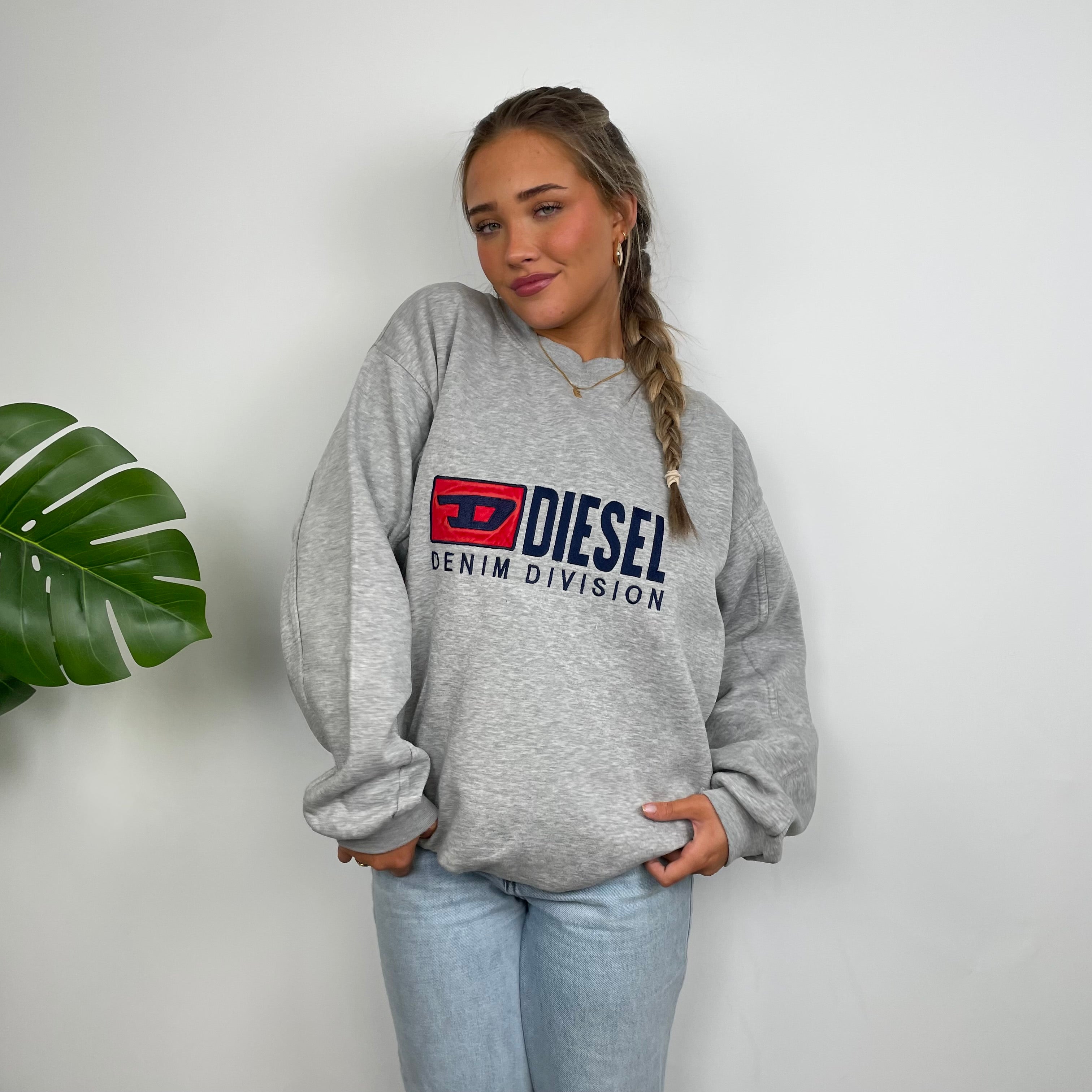 Diesel Grey Embroidered Spell Out Sweatshirt (XL)