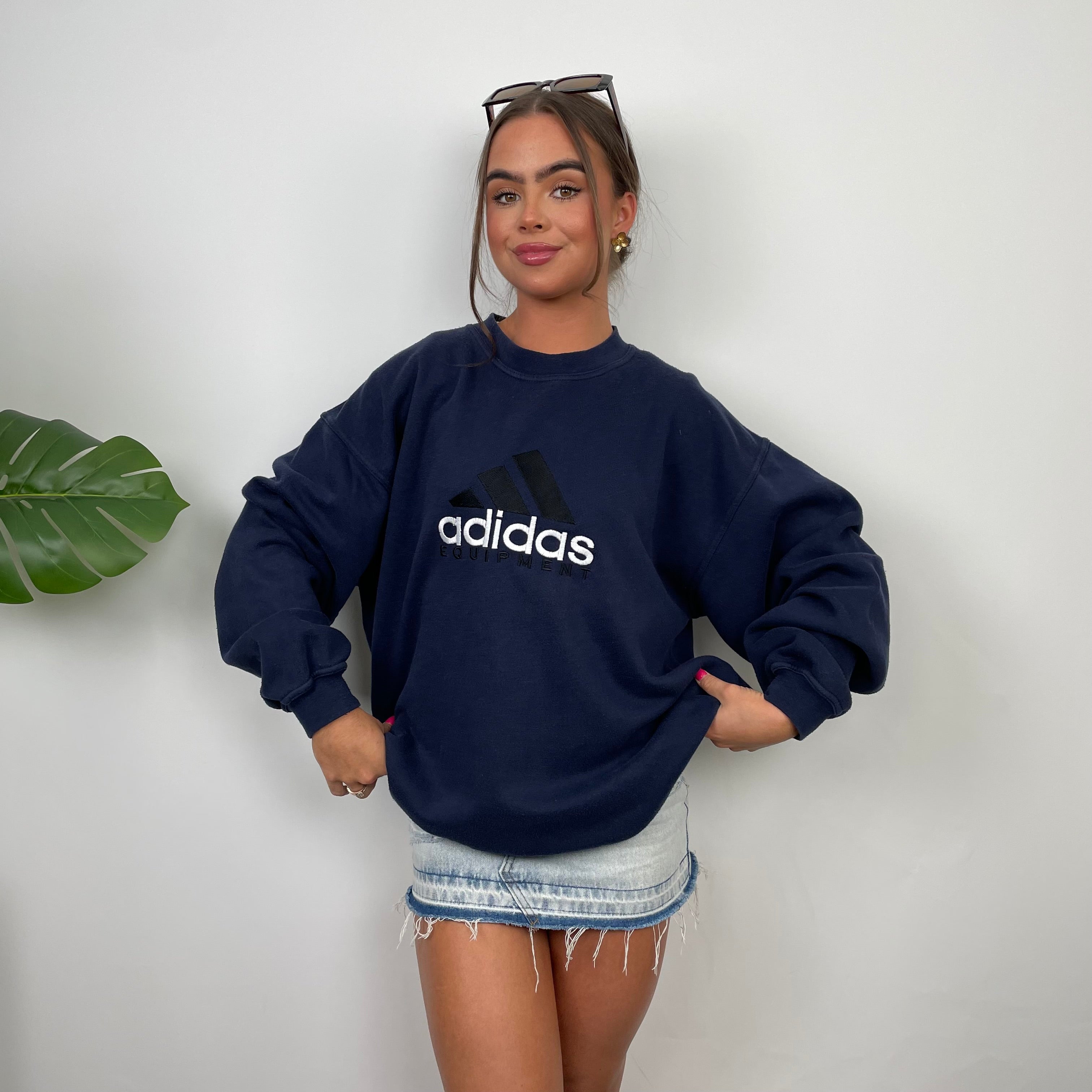 Adidas Equipment RARE Navy Embroidered Spell Out Sweatshirt (L)