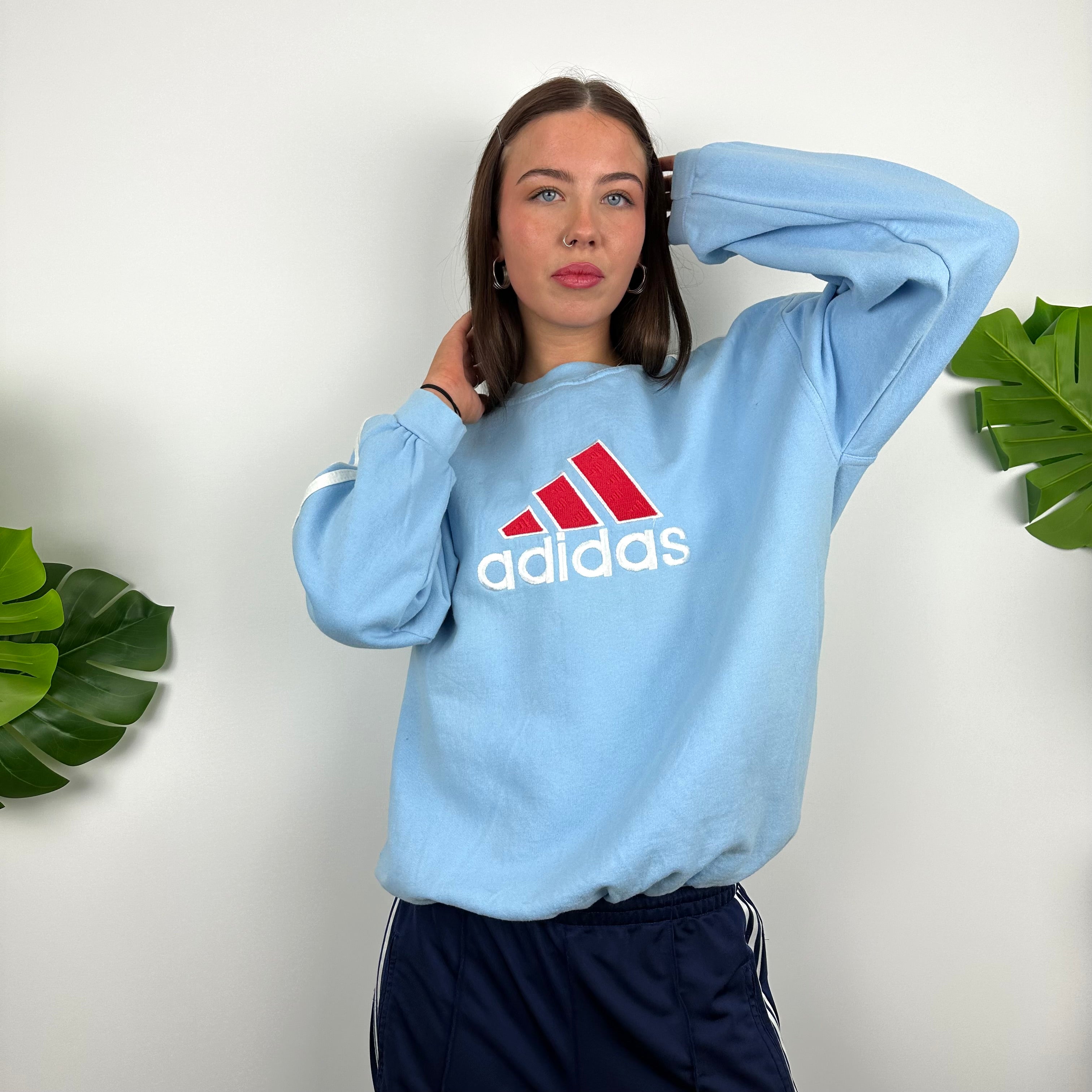 Adidas Equipment RARE Baby Blue Embroidered Spell Out Sweatshirt (M)