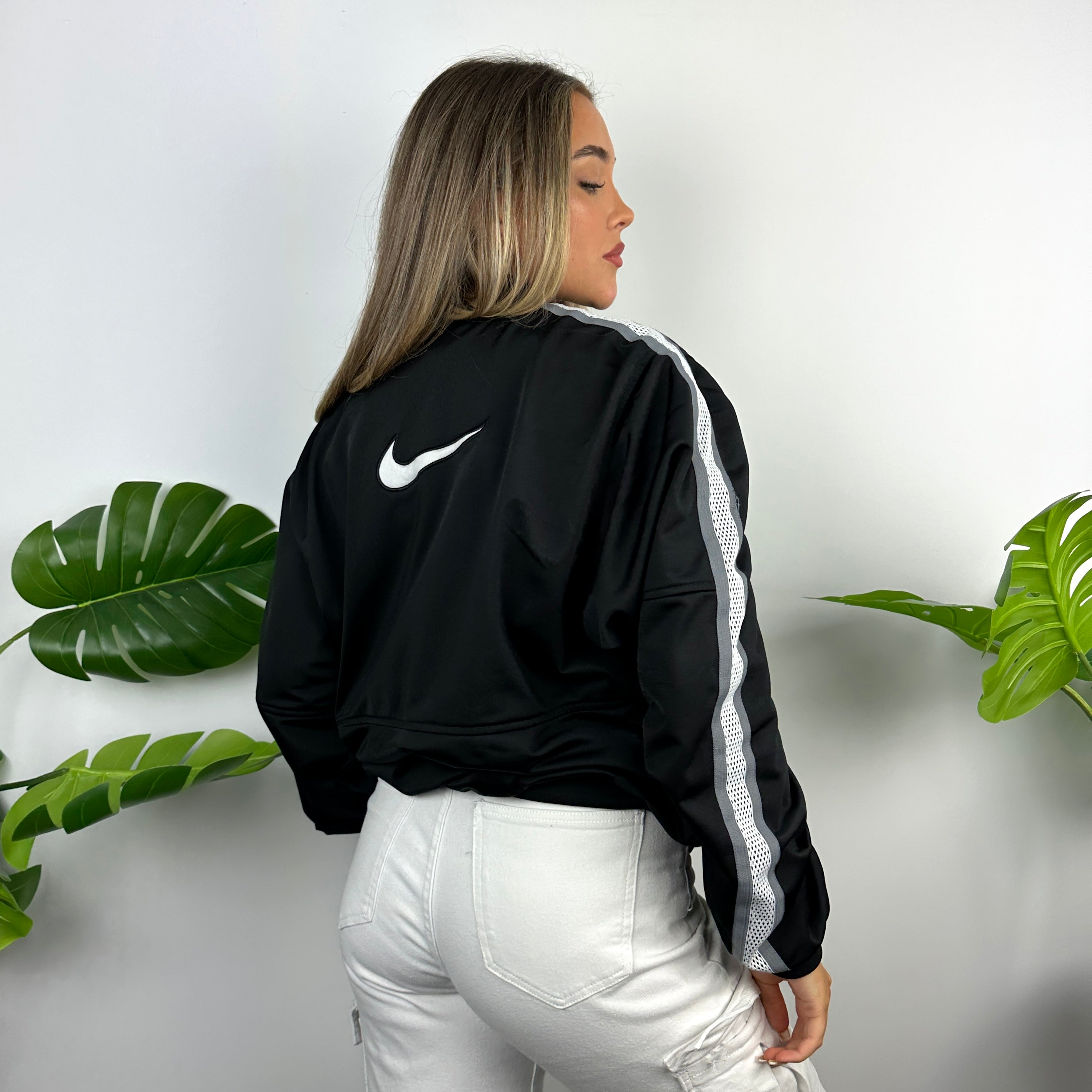 Nike Black Embroidered Swoosh Zip Up Track Jacket (M)