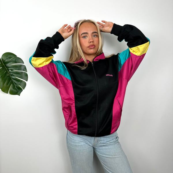 Adidas RARE Embroidered Spell Out Colour Block Zip Up Track Jacket (M)