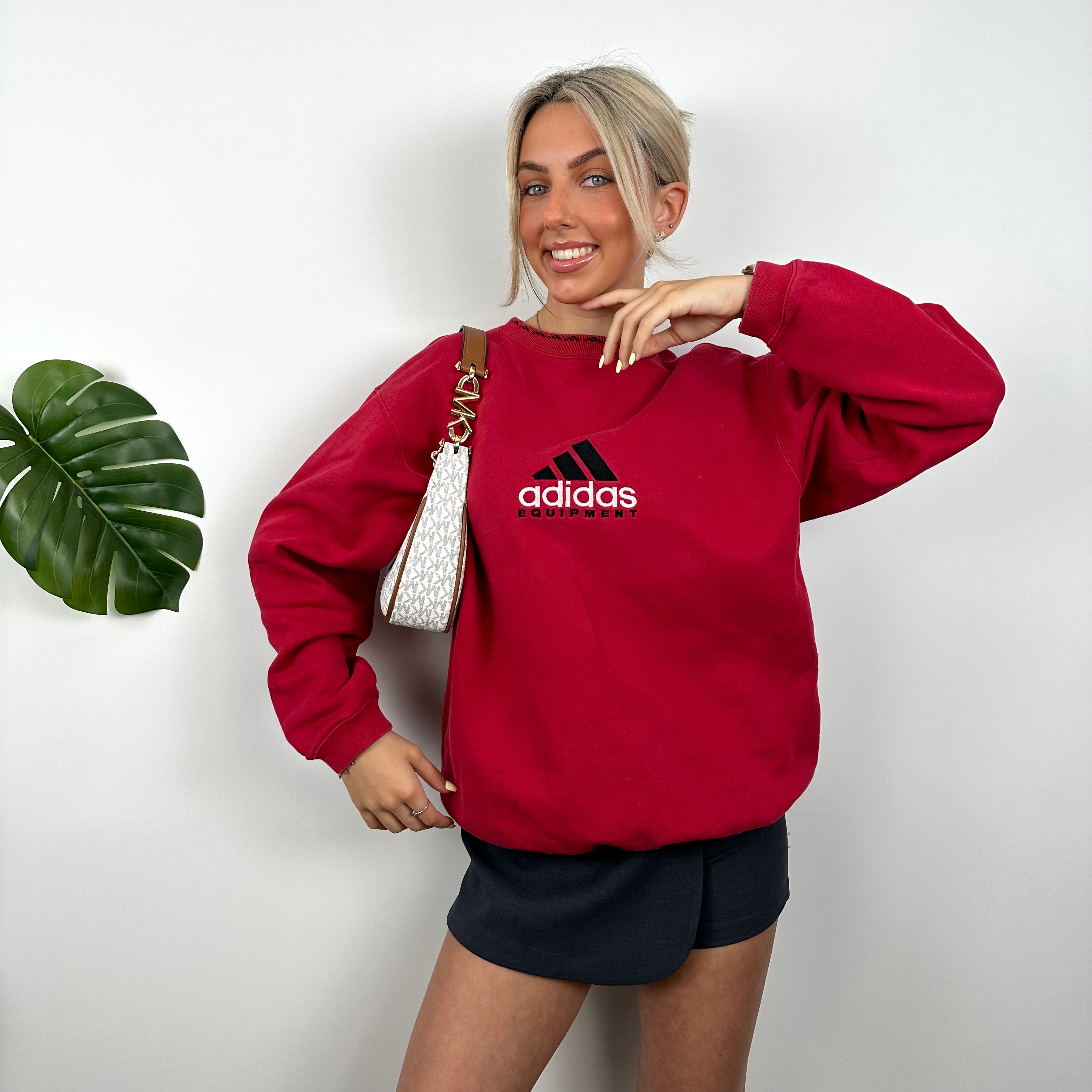 Adidas Equipment RARE Red Embroidered Spell Out Sweatshirt (M)