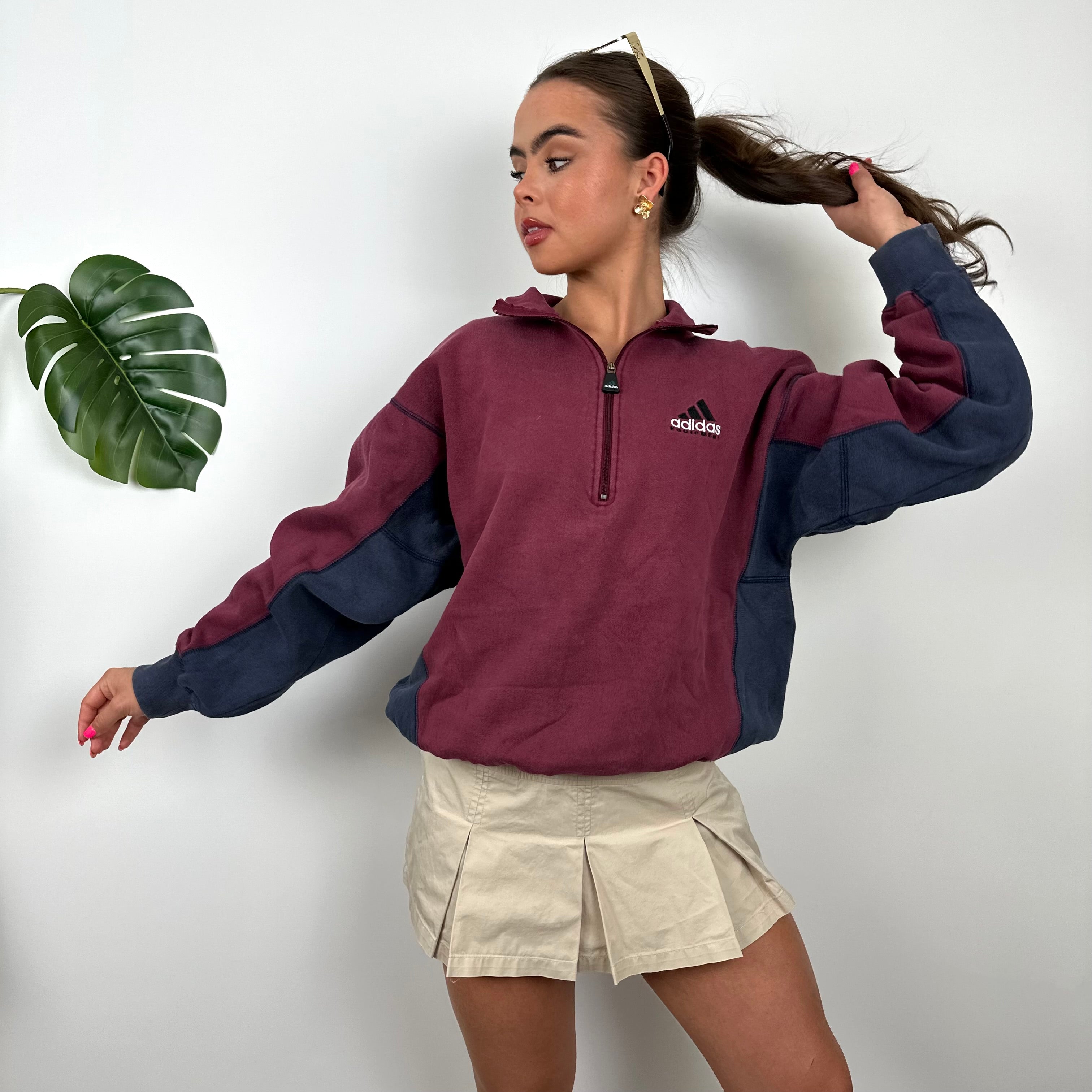 Adidas Equipment Maroon Embroidered Spell Out Sweatshirt (S)