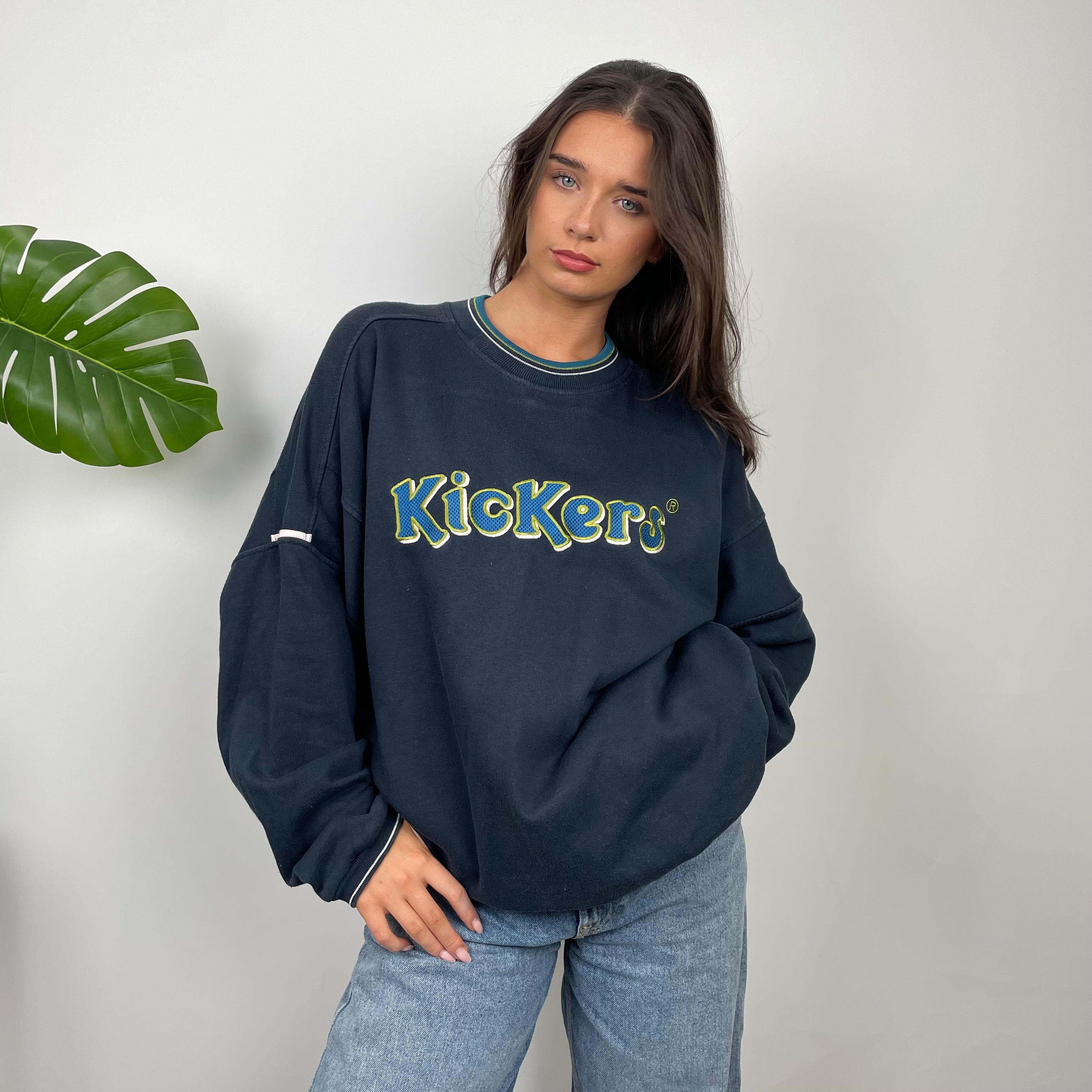 Kickers Navy Embroidered Spell Out Sweatshirt (L)