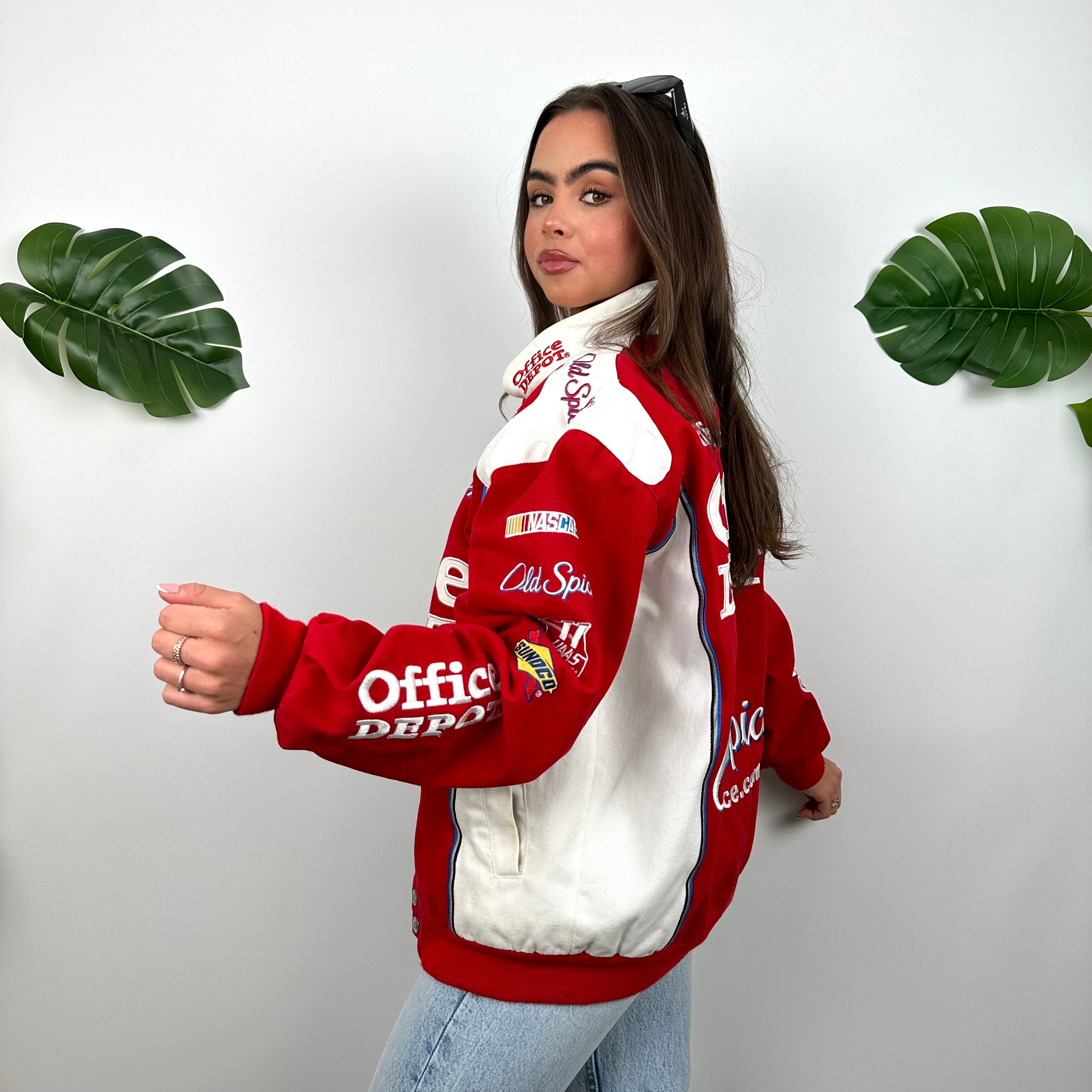 Office Depot X Old Spice Red & White NASCAR Racing Jacket (M)