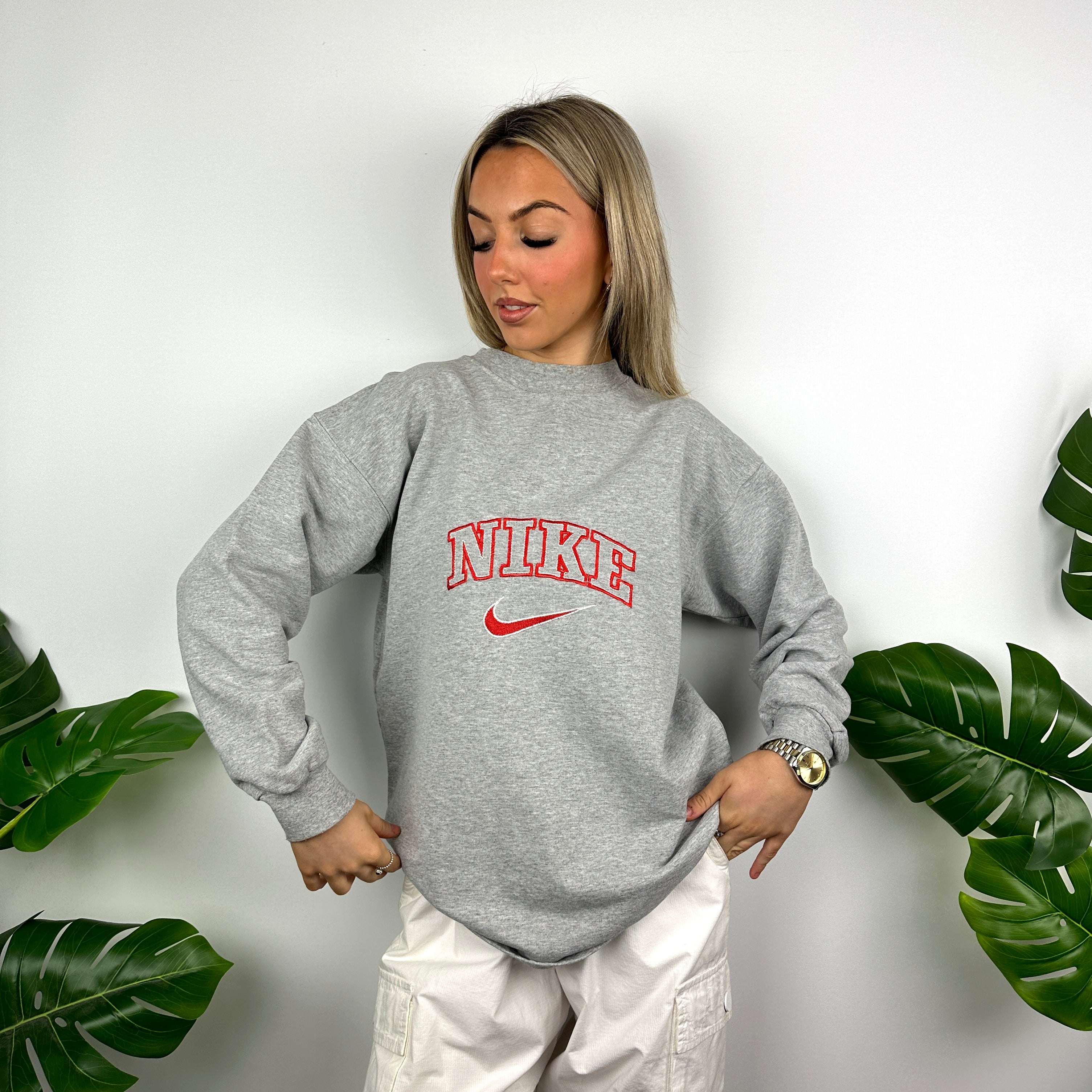 Nike Grey Embroidered Spell Out Sweatshirt (M)