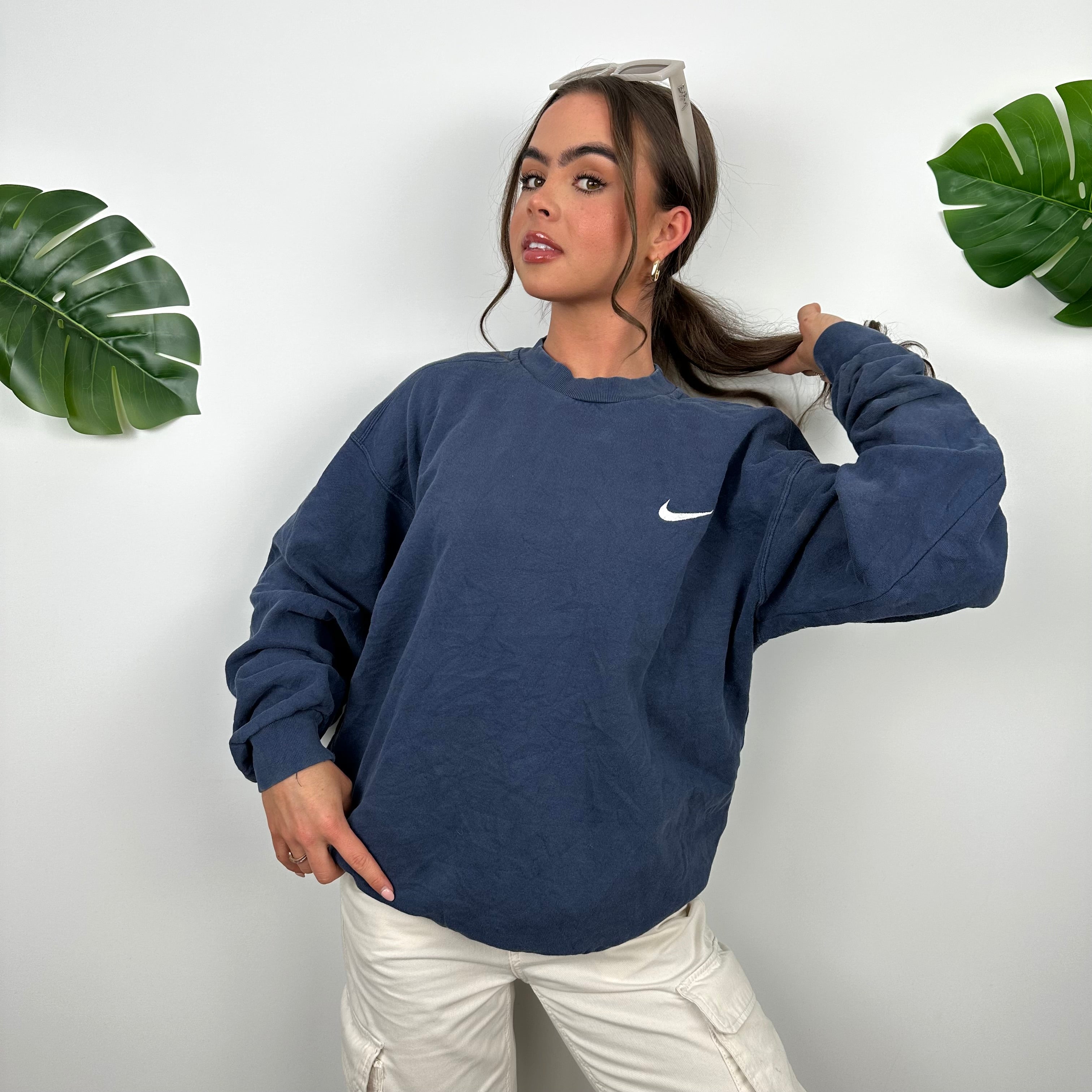 Nike Navy Embroidered Swoosh Sweatshirt (M)