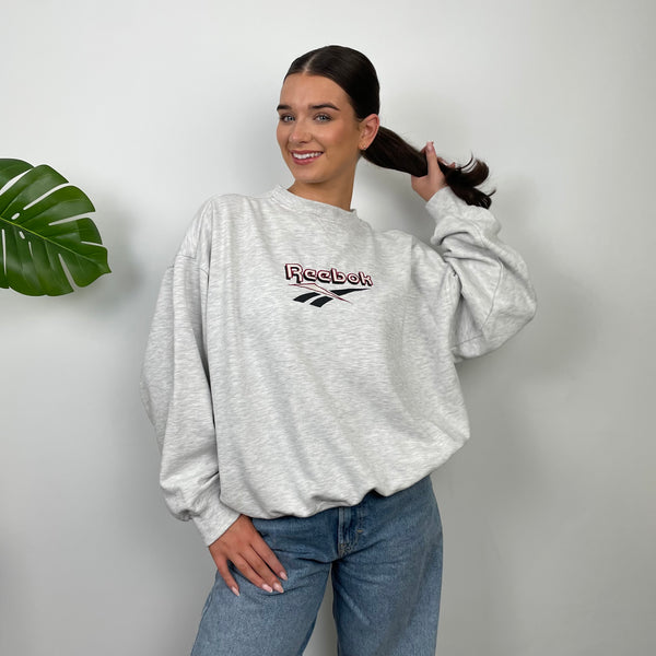 Reebok Grey Embroidered Spell Out Sweatshirt (L)