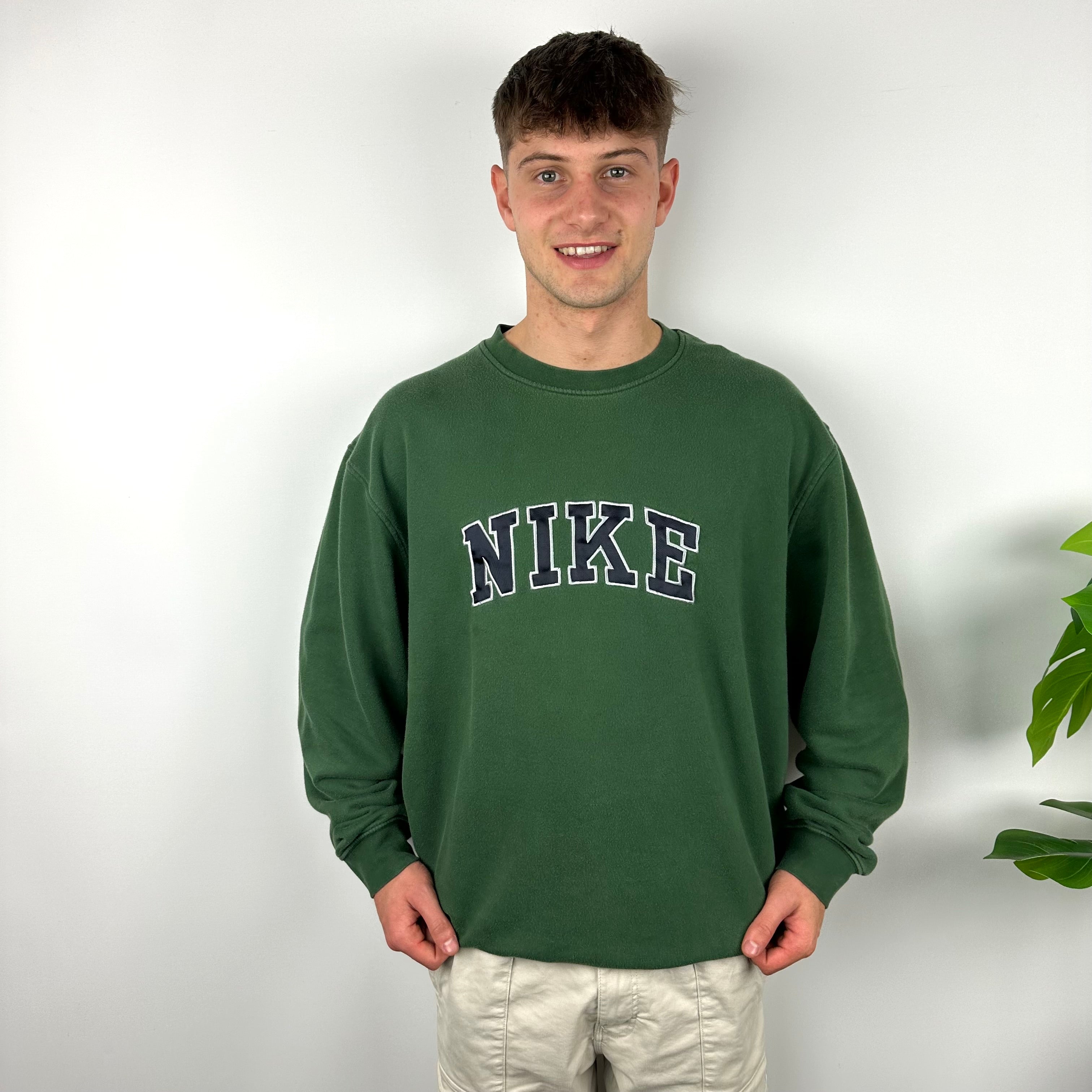 Nike Green Embroidered Spell Out Sweatshirt (XL)