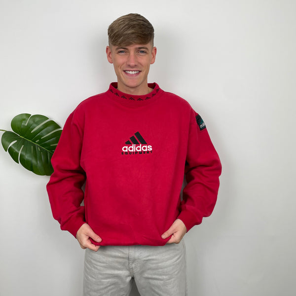 Adidas Equipment RARE Red Embroidered Spell Out Sweatshirt (M)