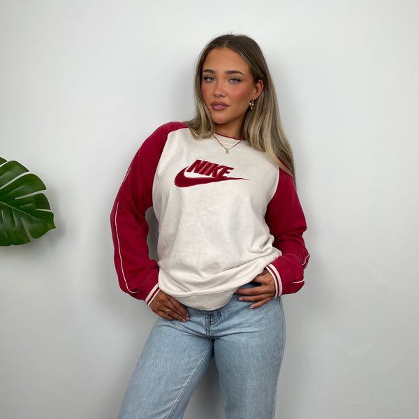 Nike RARE White Embroidered Spell Out Sweatshirt (M)