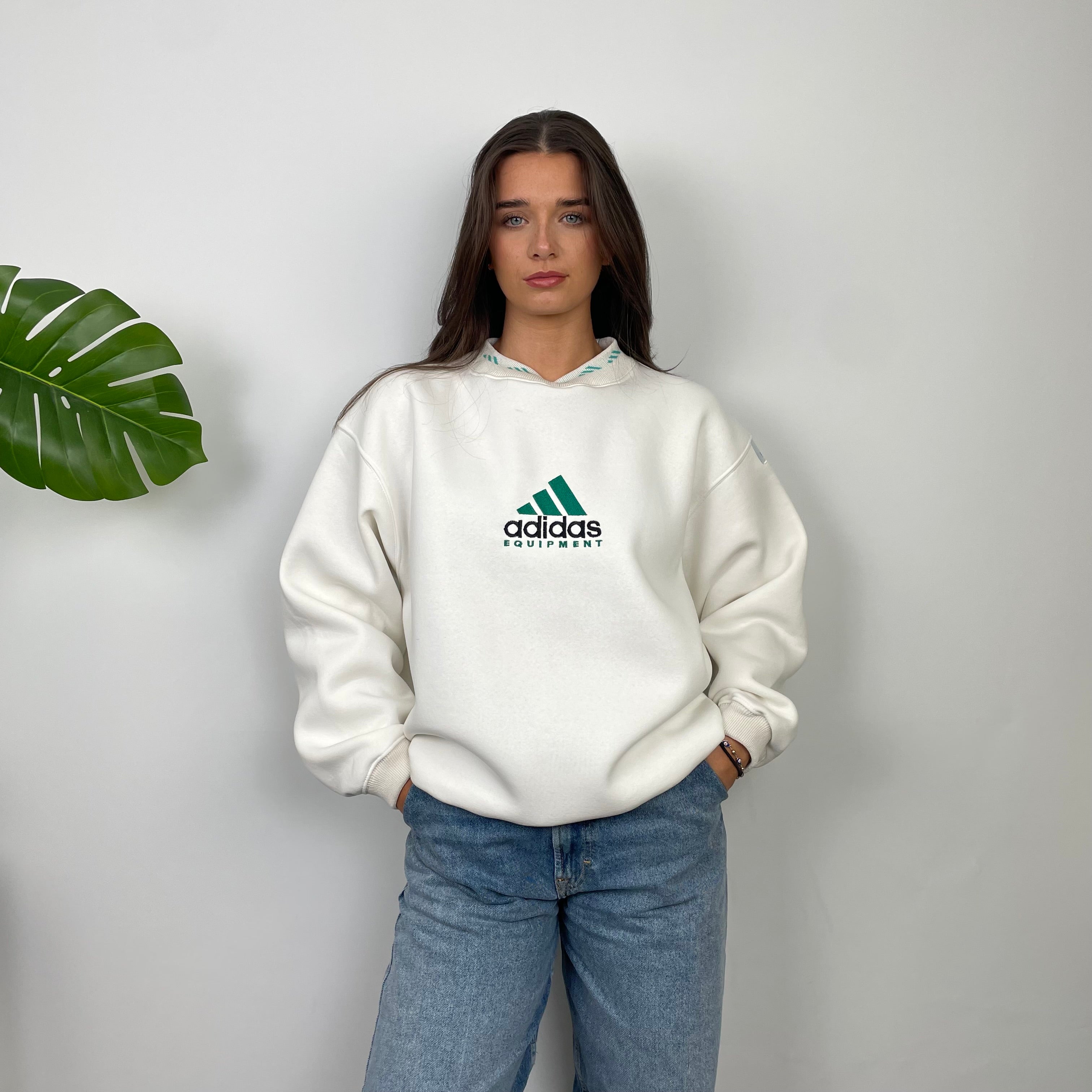 Adidas Equipment White Embroidered Spell Out Sweatshirt (M)