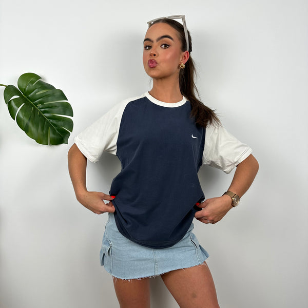 Nike Navy Embroidered Swoosh T Shirt (M)