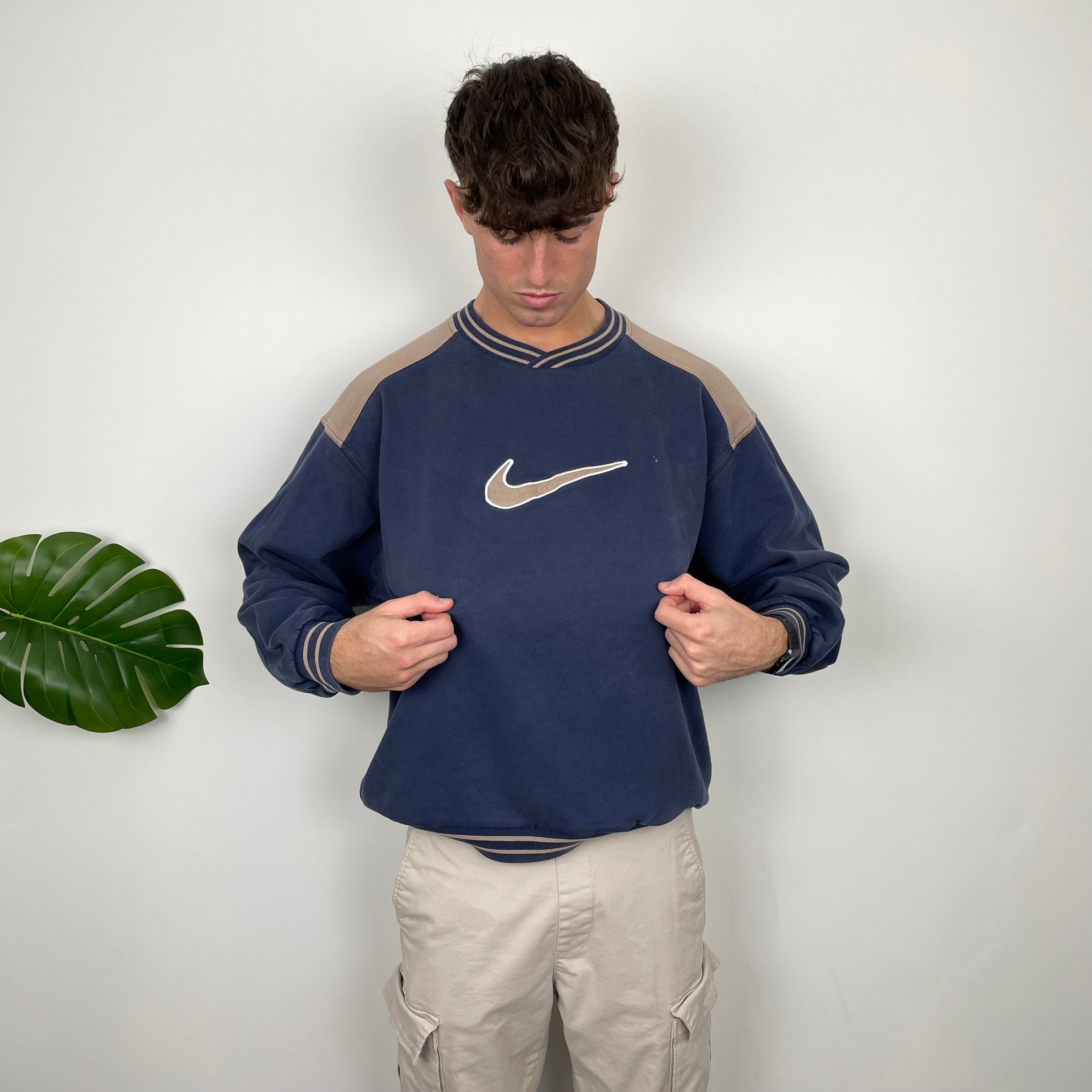 Nike Navy Embroidered Swoosh Sweatshirt (L)