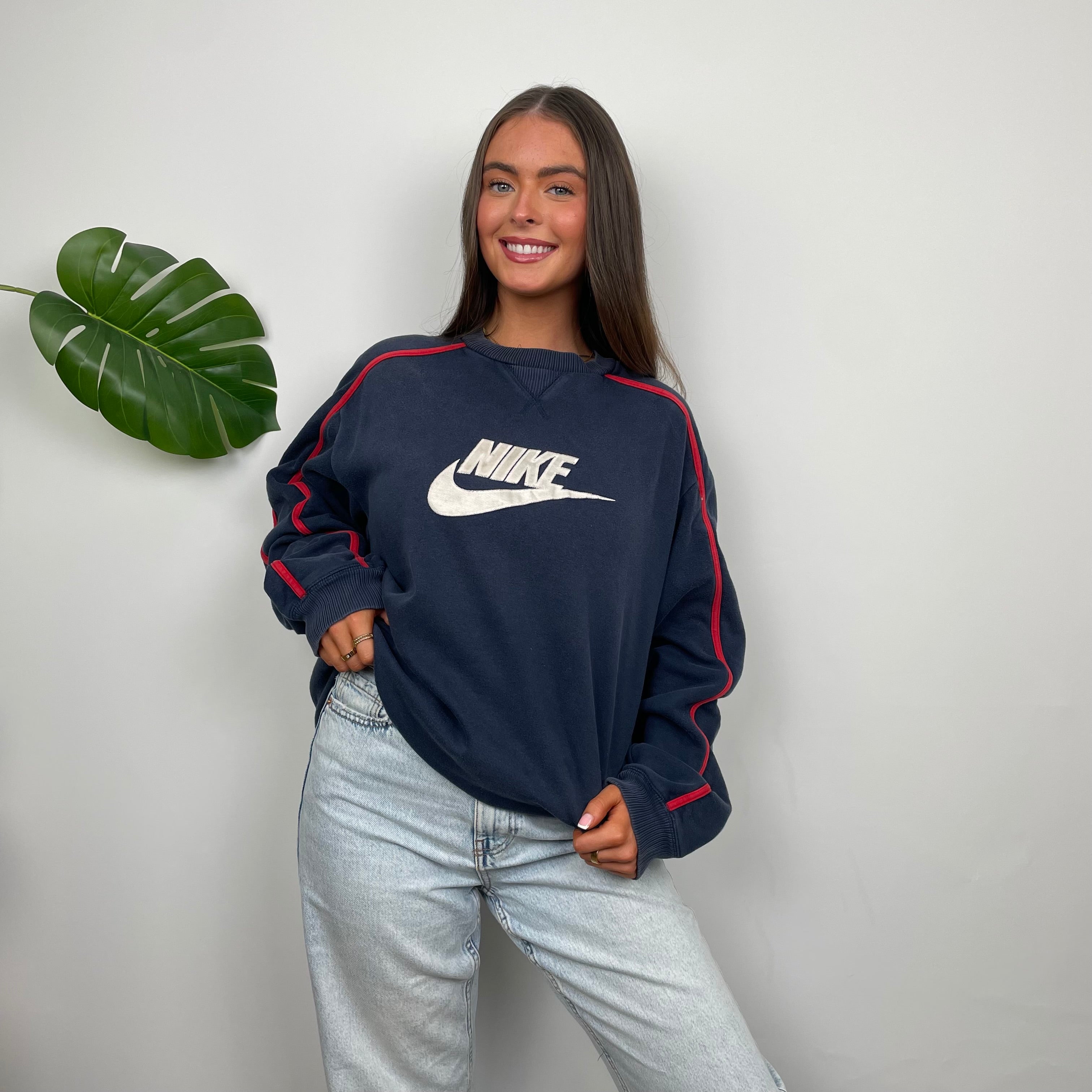 Nike Navy Embroidered Spell Out Sweatshirt (M)